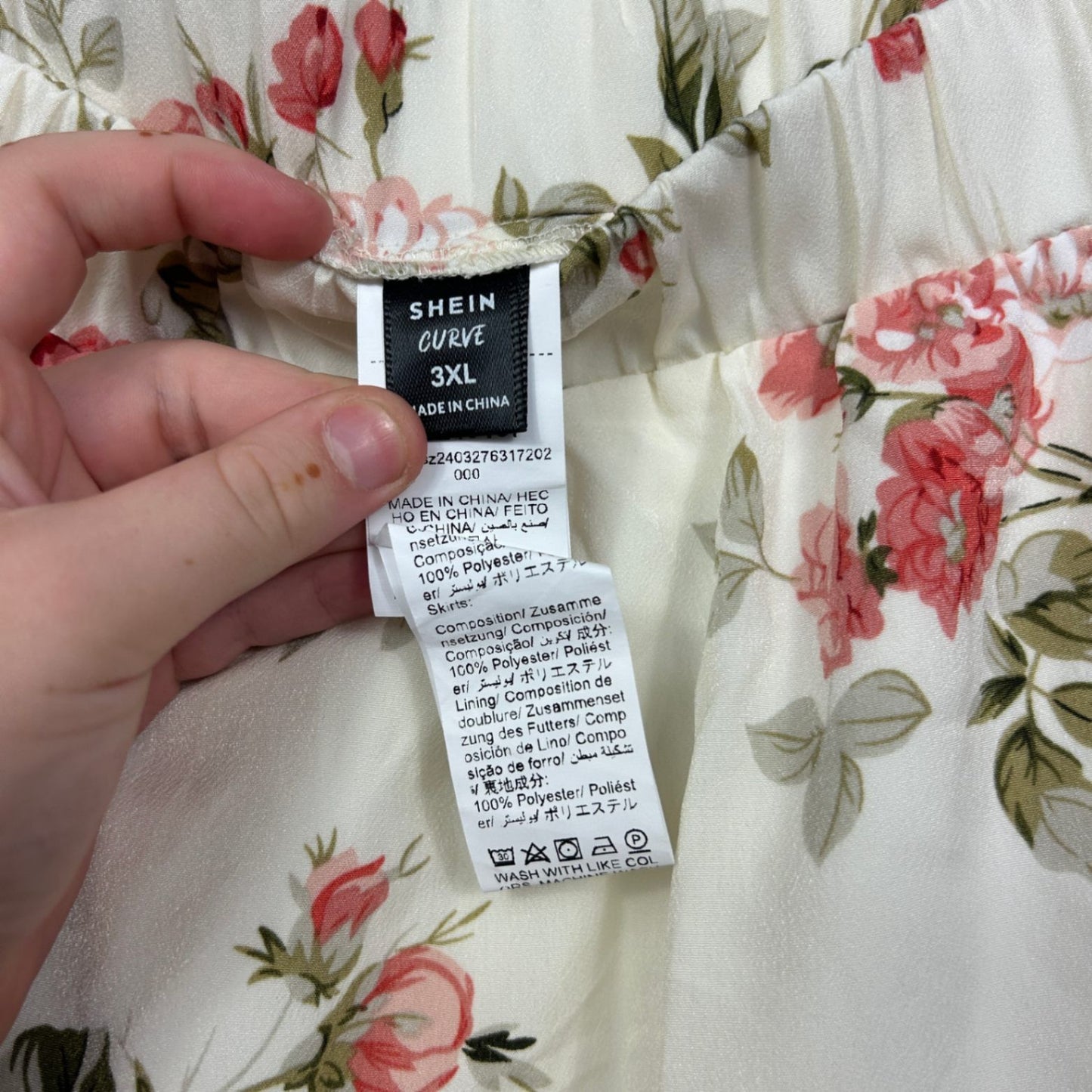 SHEIN Womens White Floral Mini A-Line Skirt Size 3XL 16 18