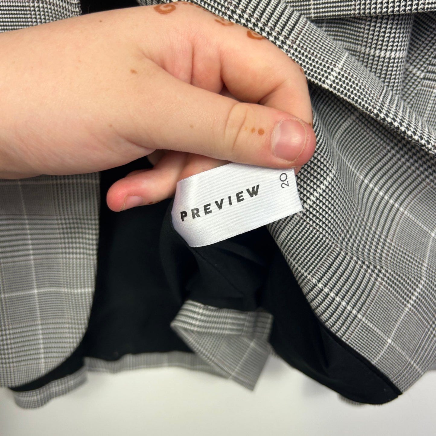 Preview Long Sleeve Grey Check Blazer Jacket Size 20