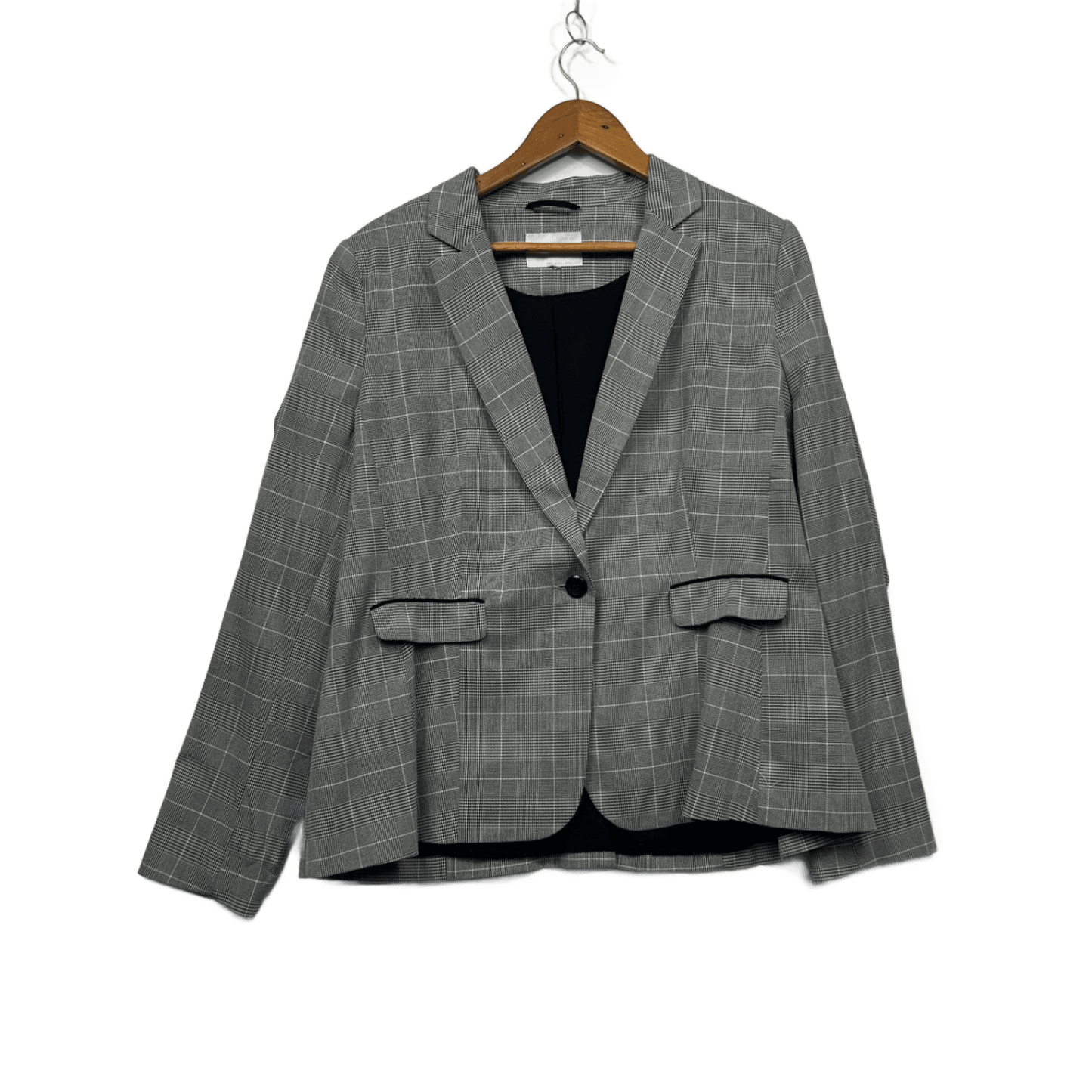 Preview Long Sleeve Grey Check Blazer Jacket Size 20