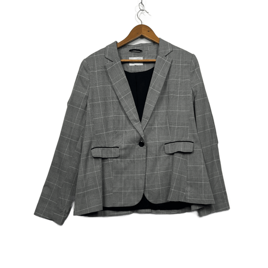 Preview Long Sleeve Grey Check Blazer Jacket Size 20