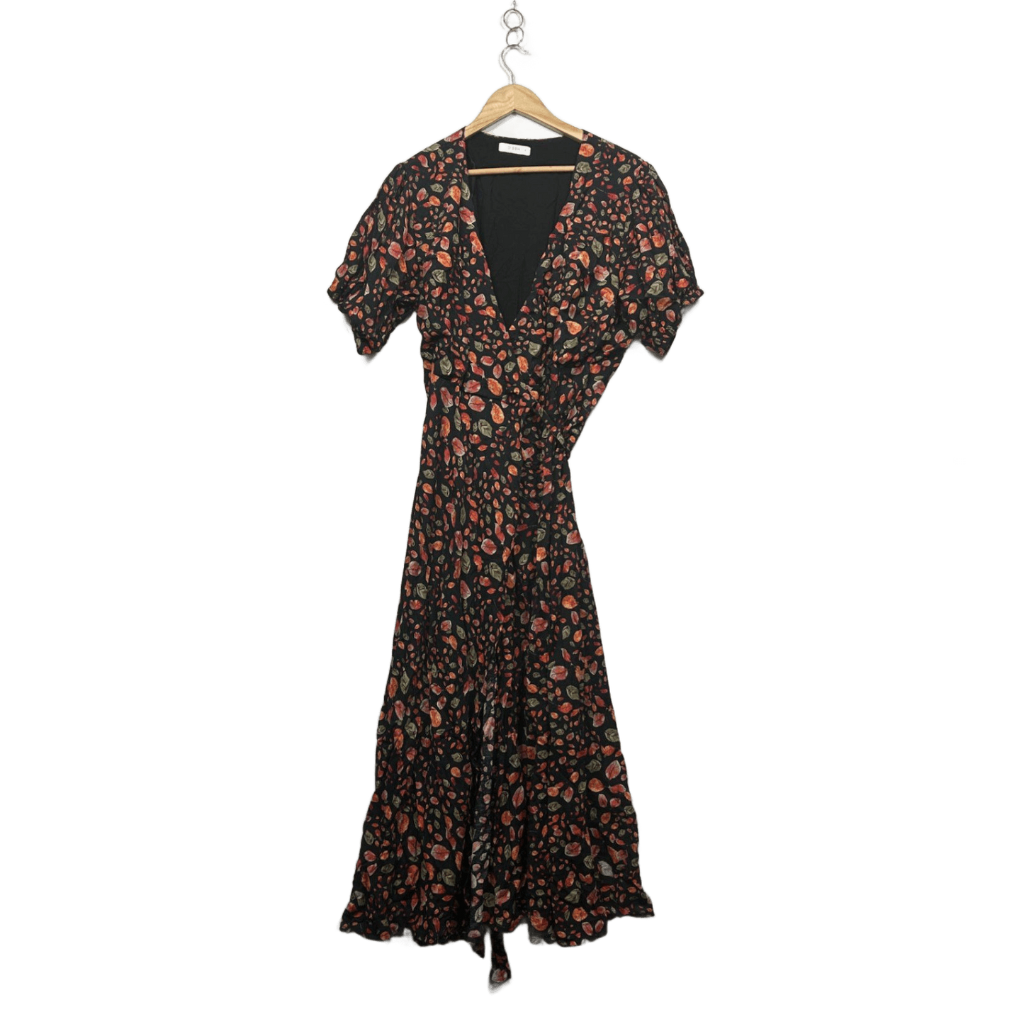 DISSH Women's Black Viscose Blend Short Sleeve Wrap Dress Size 16