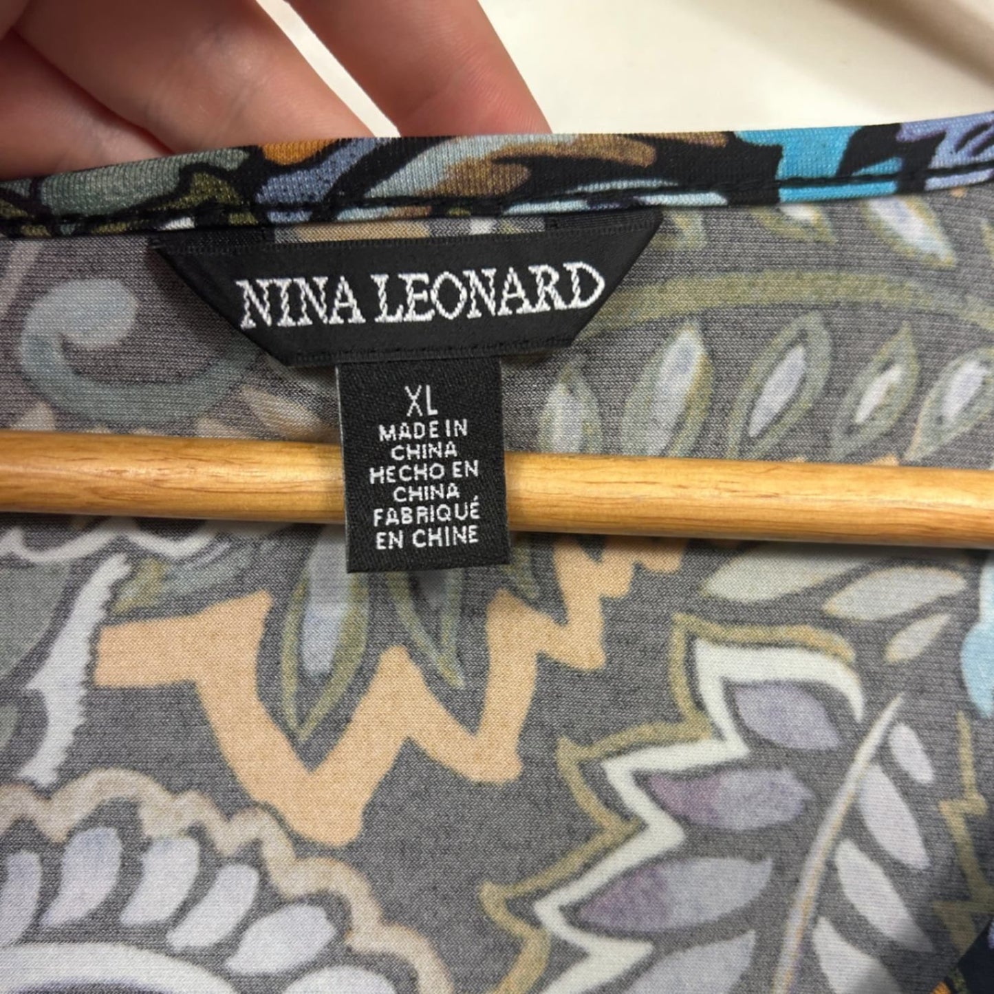 Nina Leonard Multicoloured Long Sleeve Shift Dress Size XL 16