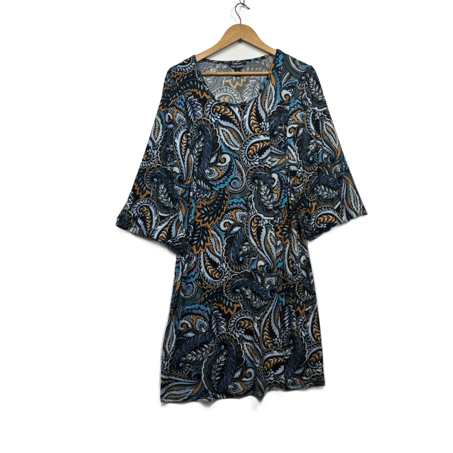 Nina Leonard Multicoloured Long Sleeve Shift Dress Size XL 16