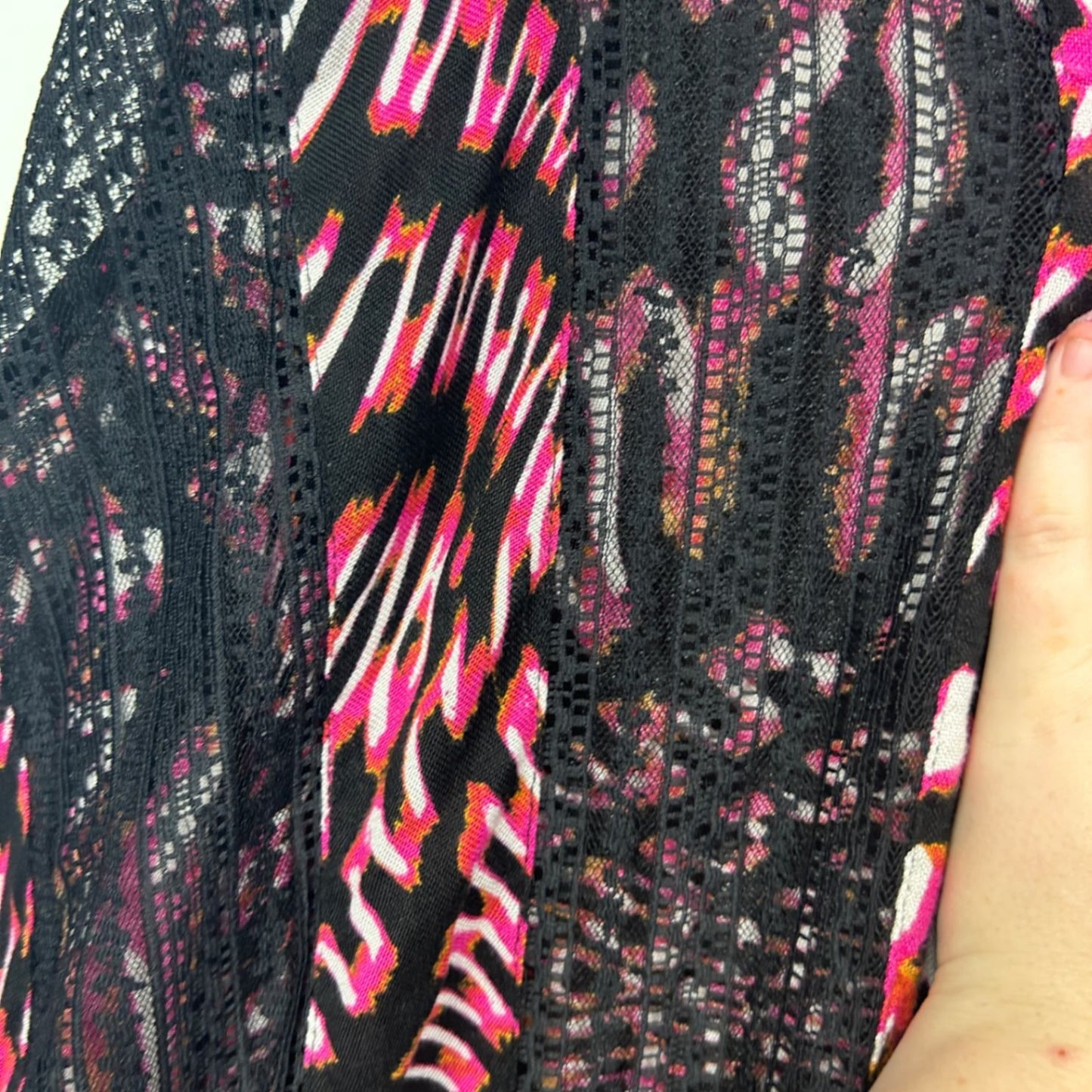 Autograph Black Pink Multicoloured Kimono Duster Jacket Top Size 20 22 24