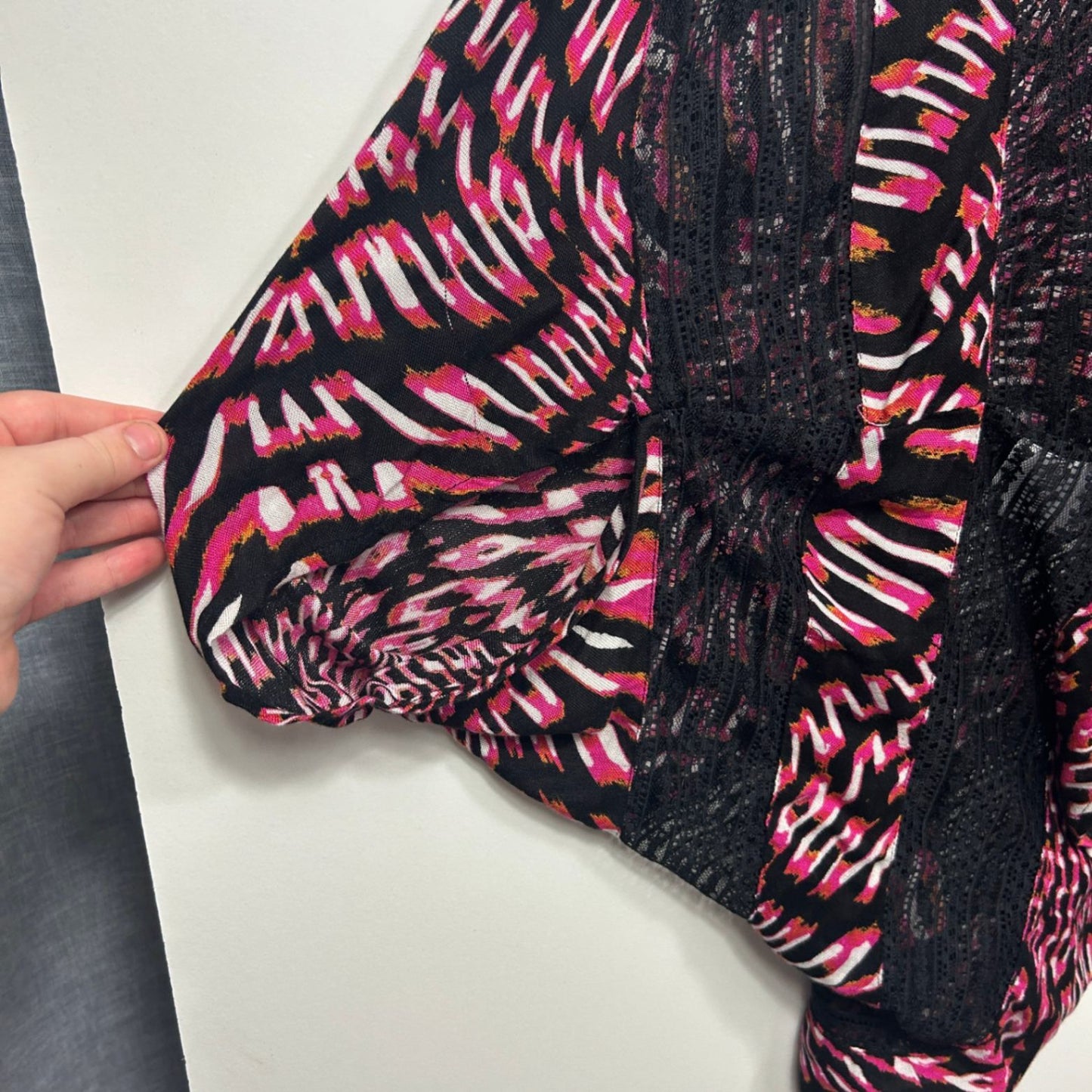 Autograph Black Pink Multicoloured Kimono Duster Jacket Top Size 20 22 24