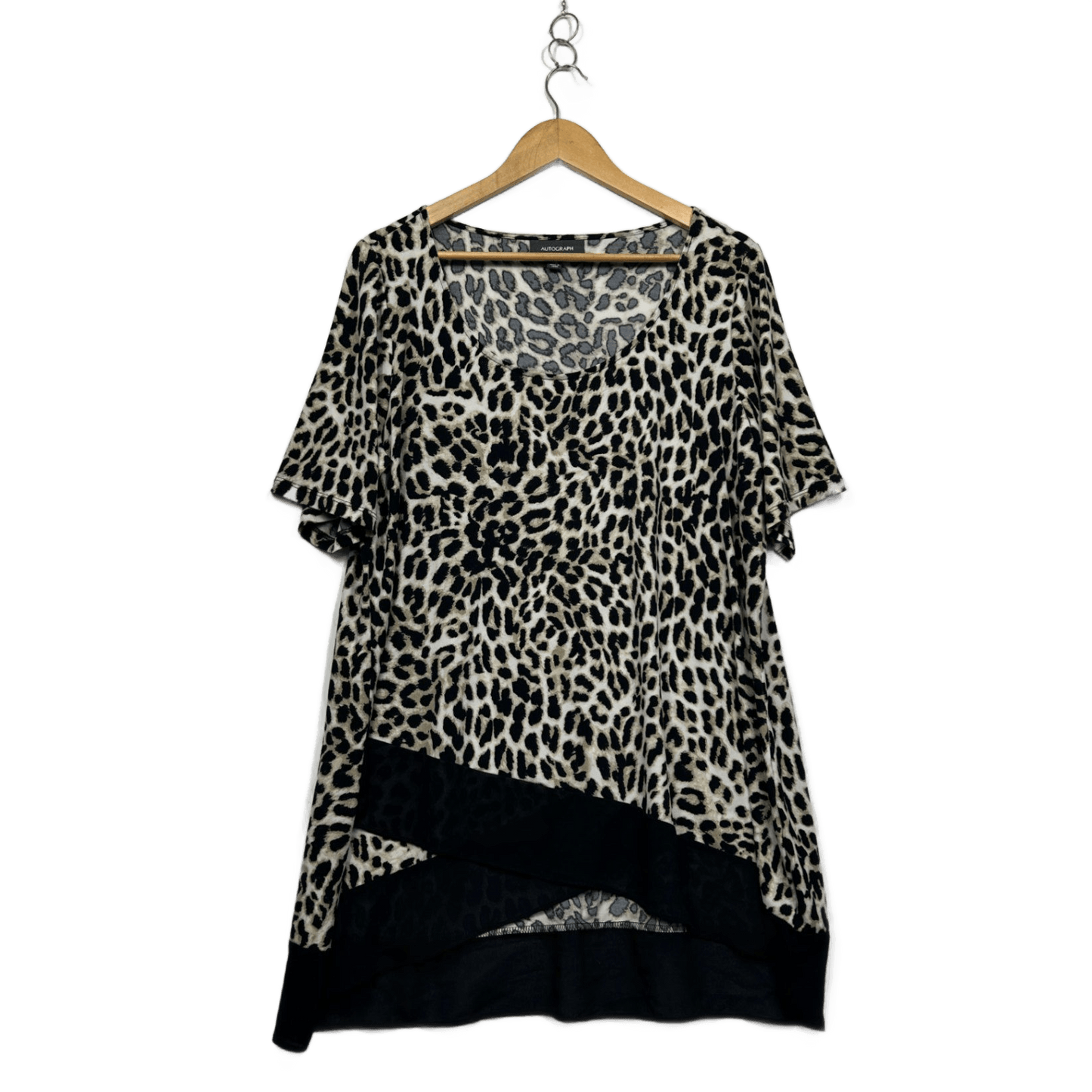 Autograph Animal Print Short Sleeve Tunic Top Blouse Size 18
