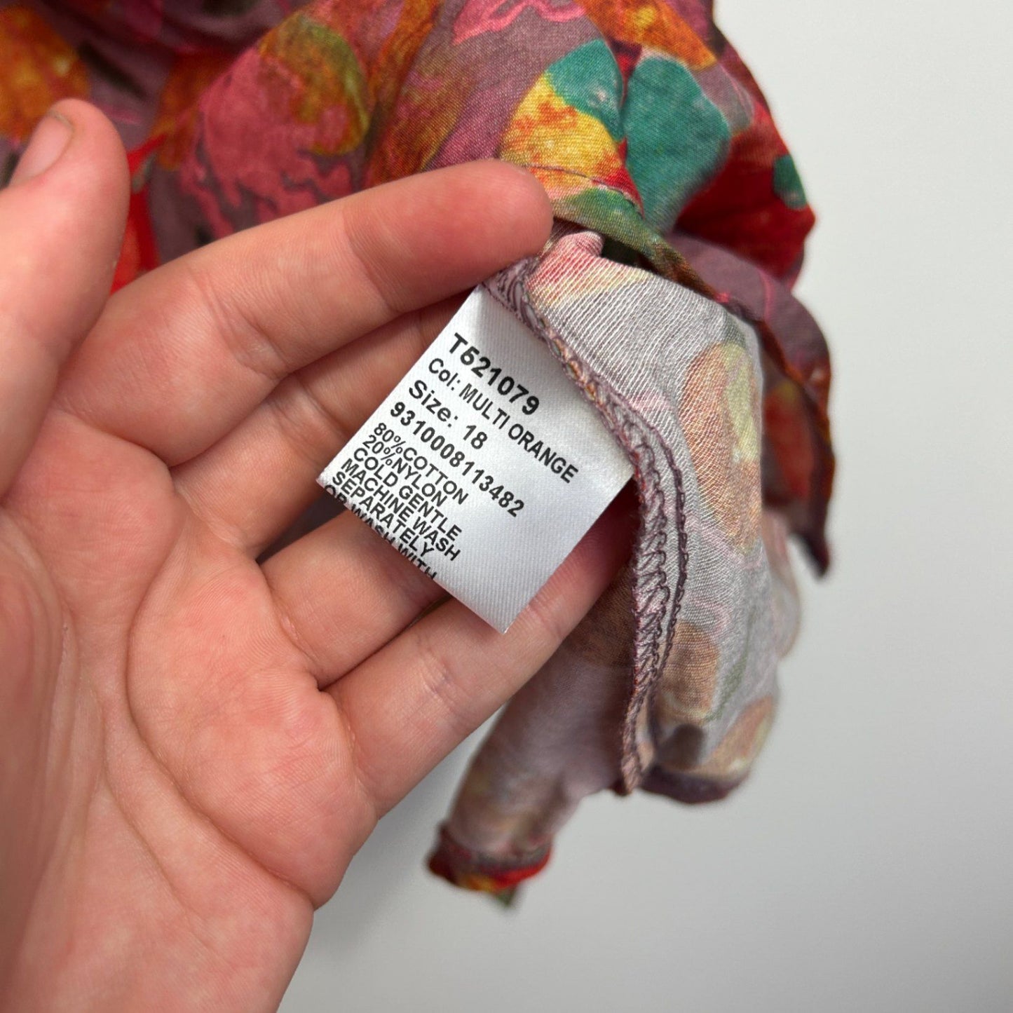 Caroline Morgan Multicoloured Short Sleeve Cotton Top Size 18