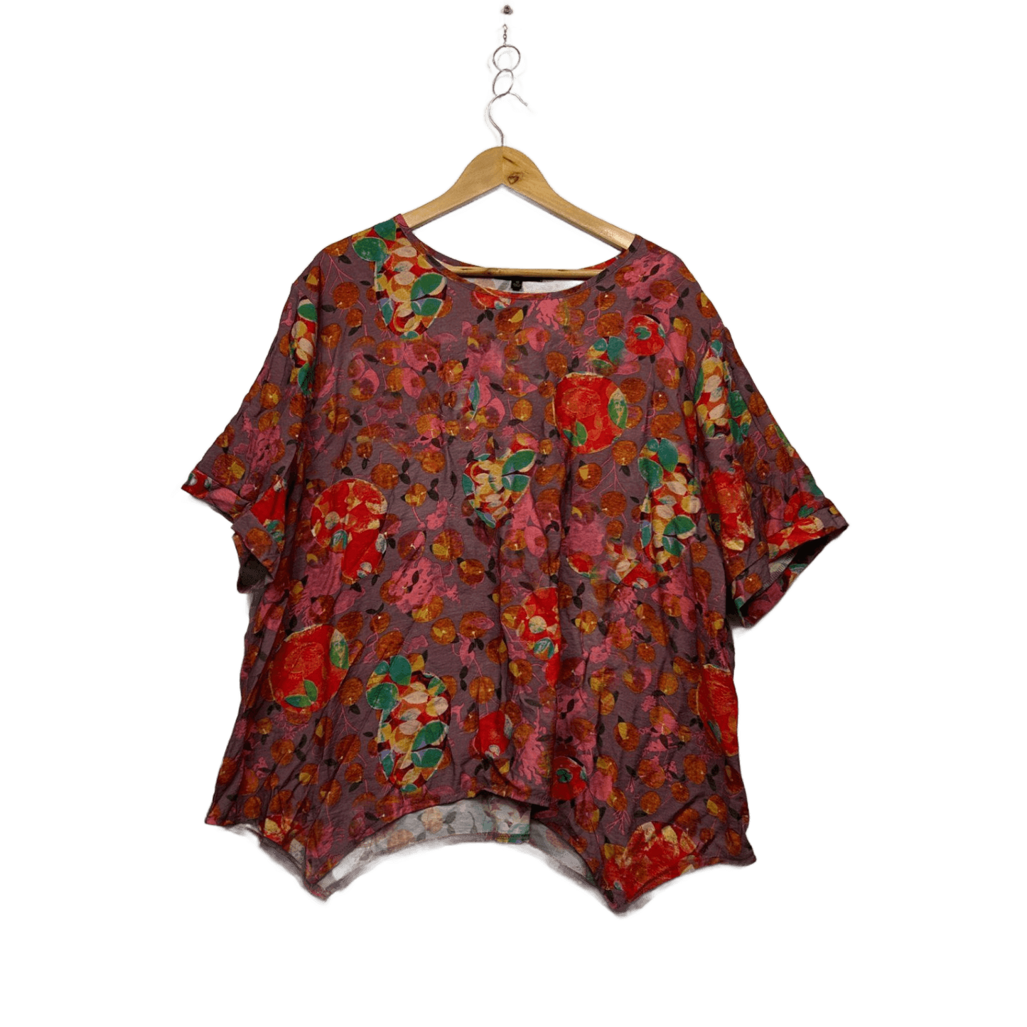 Caroline Morgan Multicoloured Short Sleeve Cotton Top Size 18