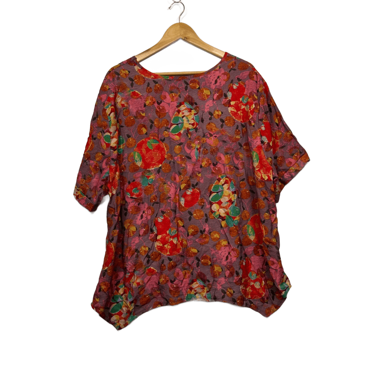 Caroline Morgan Multicoloured Short Sleeve Cotton Top Size 18
