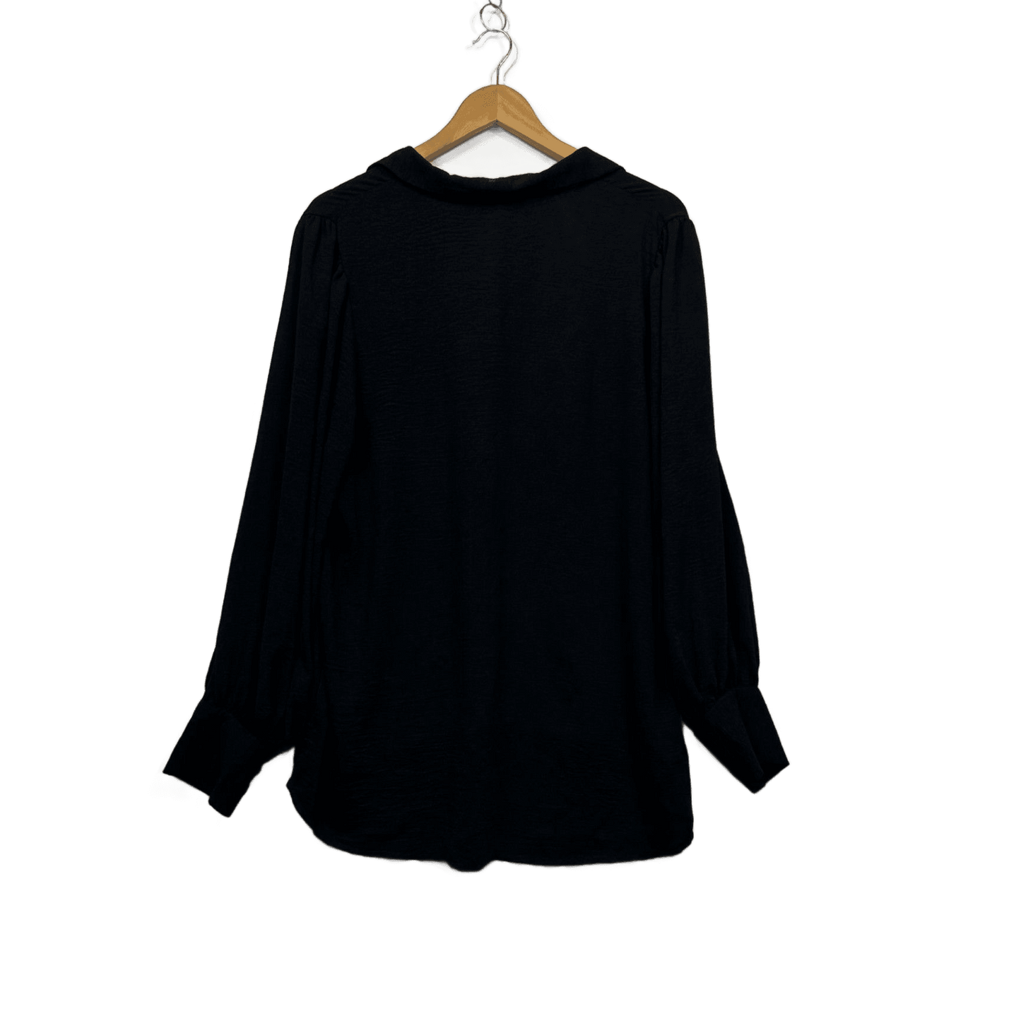 Anko Black Long Sleeve Collared Button Up Linen Blend Top Blouse Size 18
