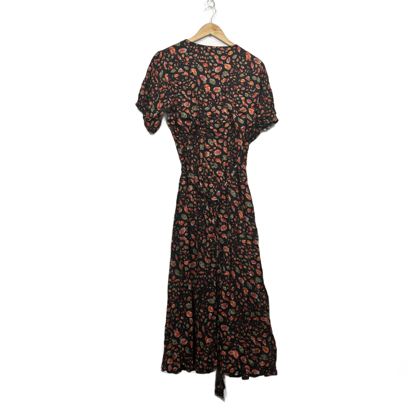 DISSH Women's Black Viscose Blend Short Sleeve Wrap Dress Size 16