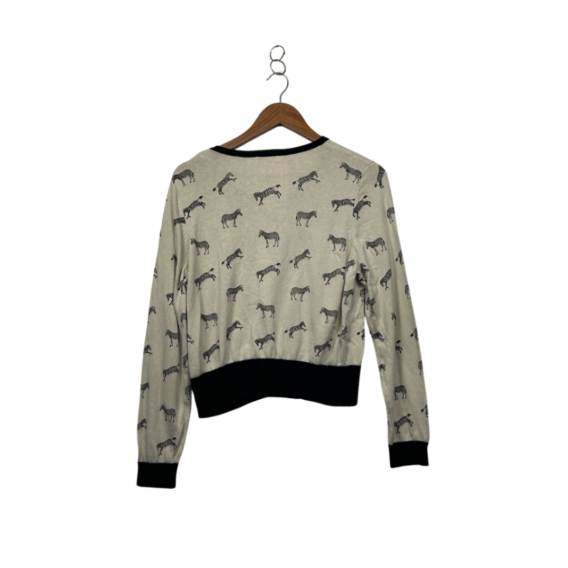 HOT Options Beige Black Crew Neck Cropped Cardigan Jumper Size 16 Giraffes