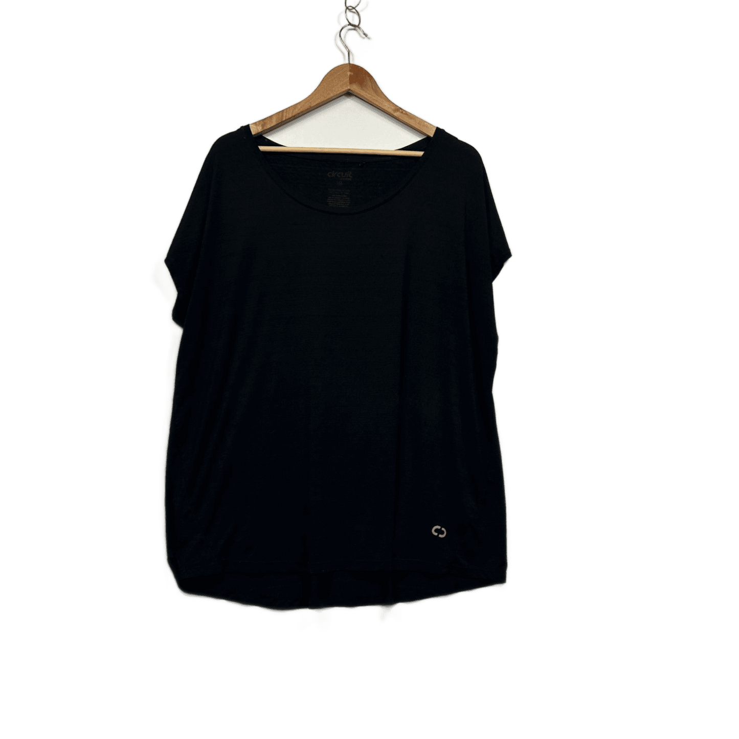 Circuit Curve Black Short Sleeve Activewear Top Size 18
