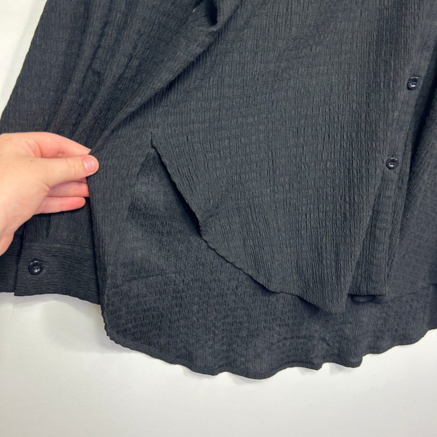 Ally Black Button Up Long Sleeve Top Shirt Blouse Size 16