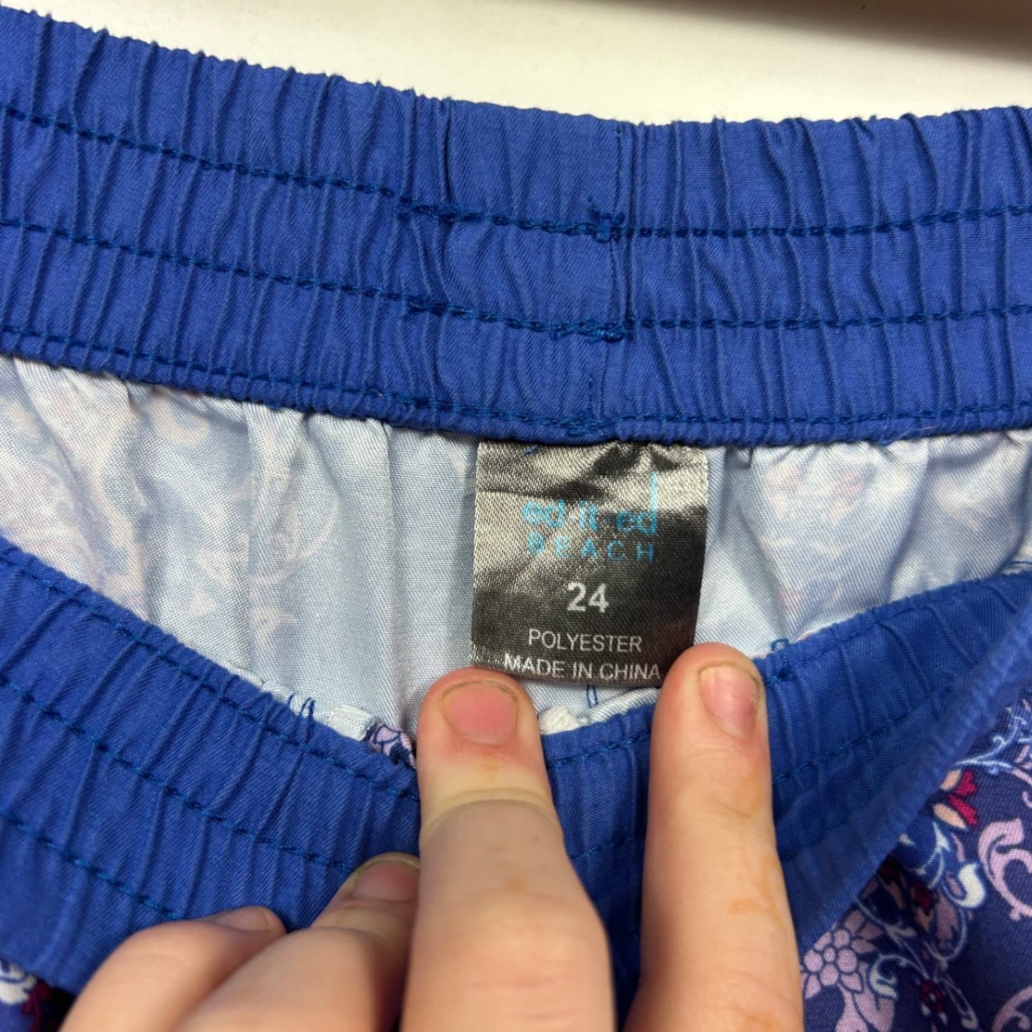 Edited  Blue Pink Elastic Waist Board Shorts Swim Size 24