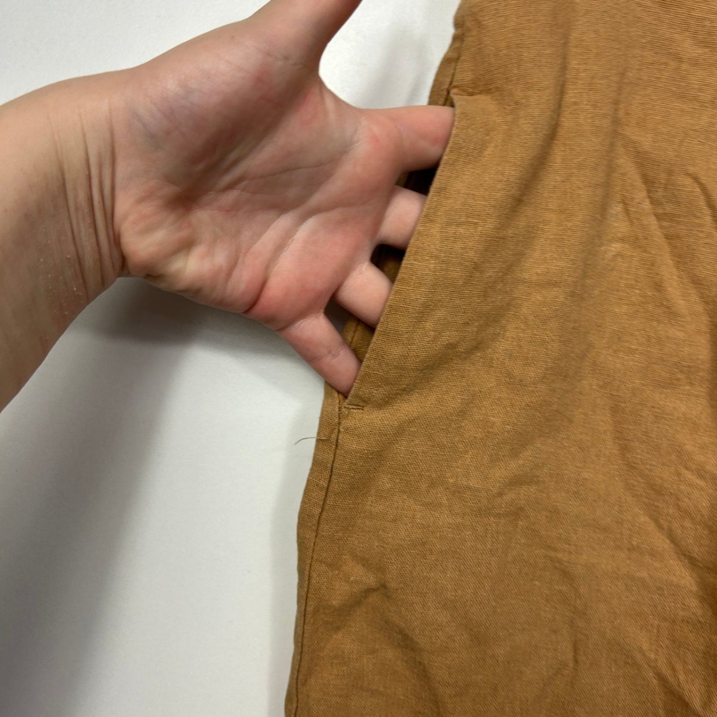 Zara Tan Pleated Linen Blend Shorts Pockets Size XL 14 16