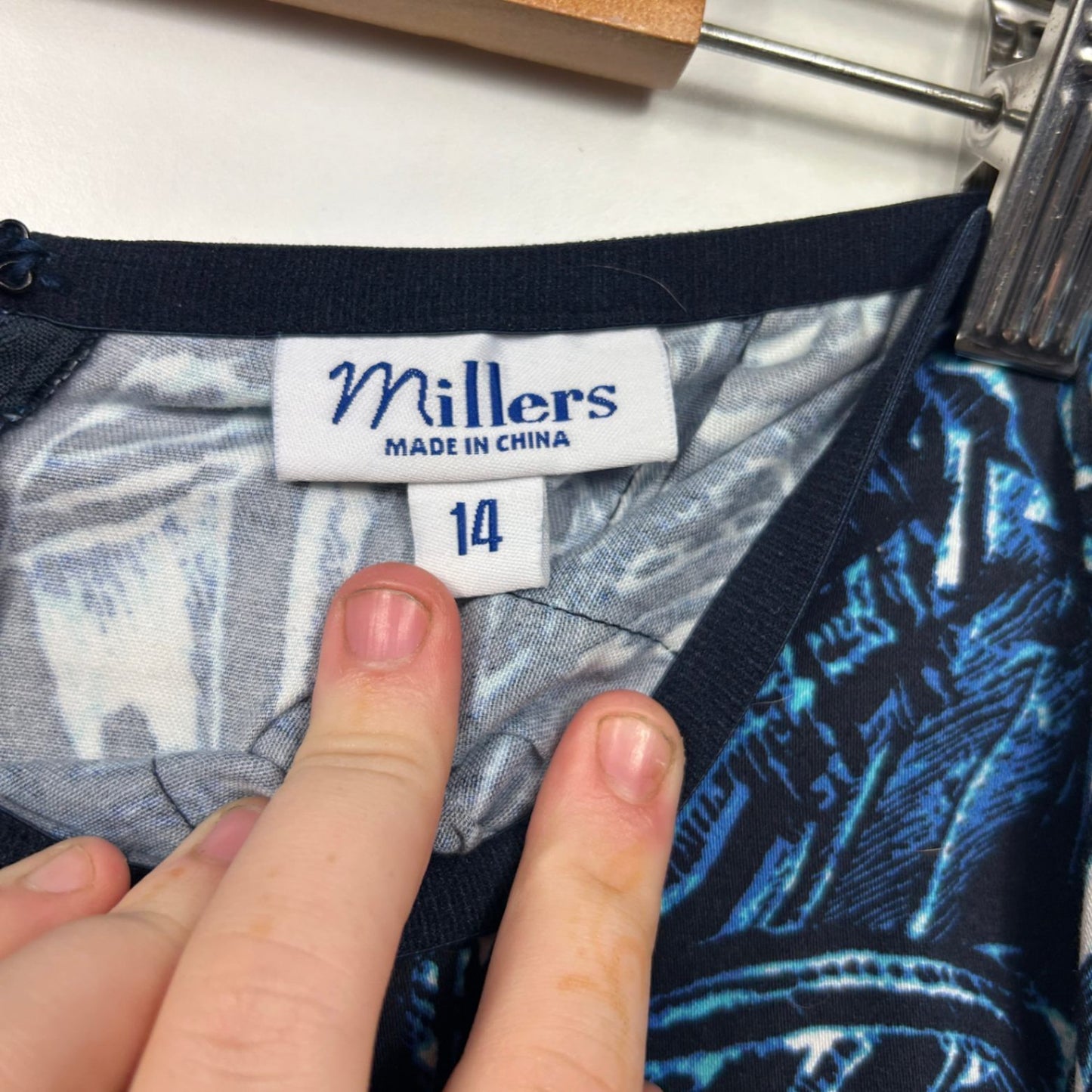 Millers Women's Blue Cotton Blend  A-Line Skirt Size 14