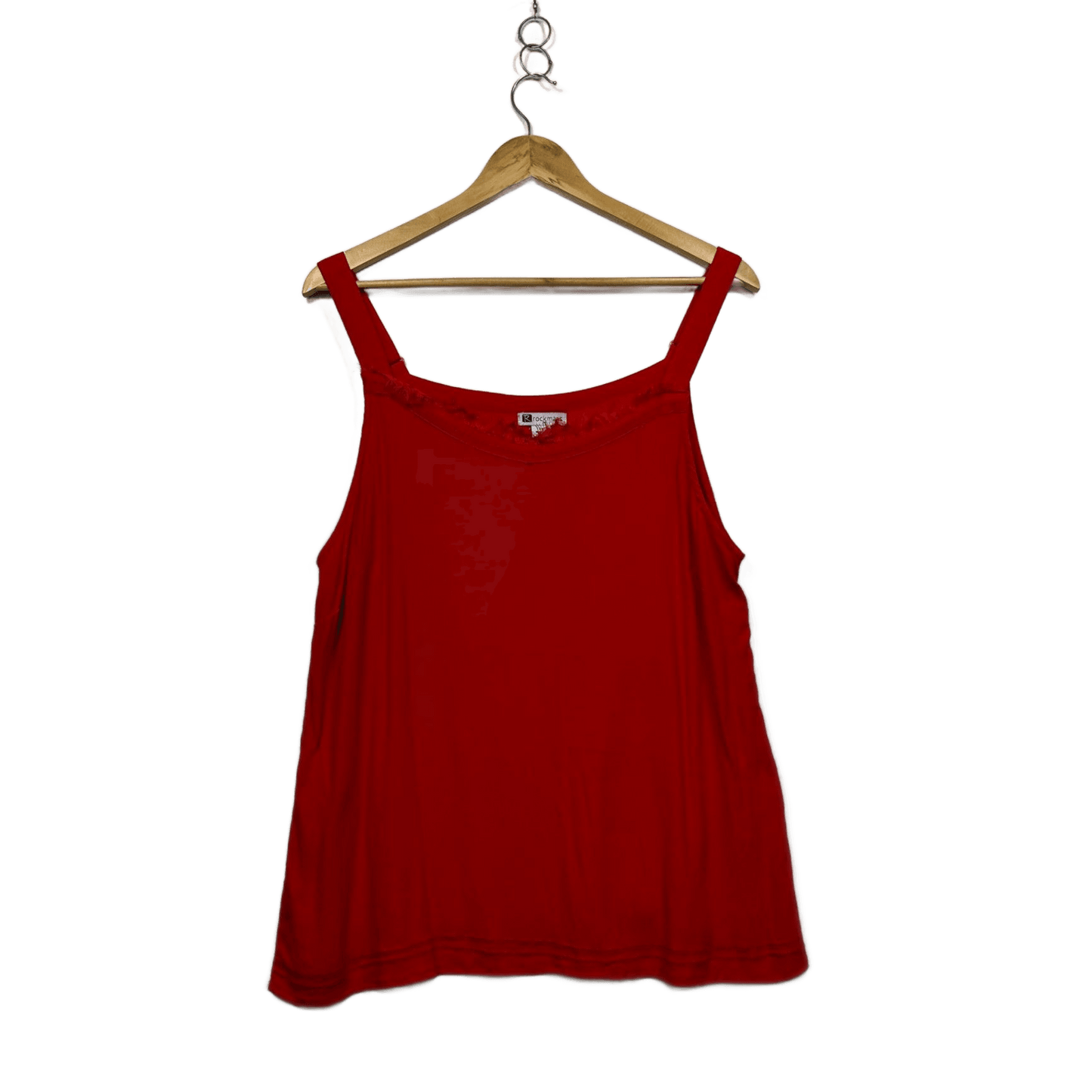 Rockmans Red Sleeveless Top Size 18 Lace Trim