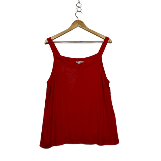 Rockmans Red Sleeveless Top Size 18 Lace Trim