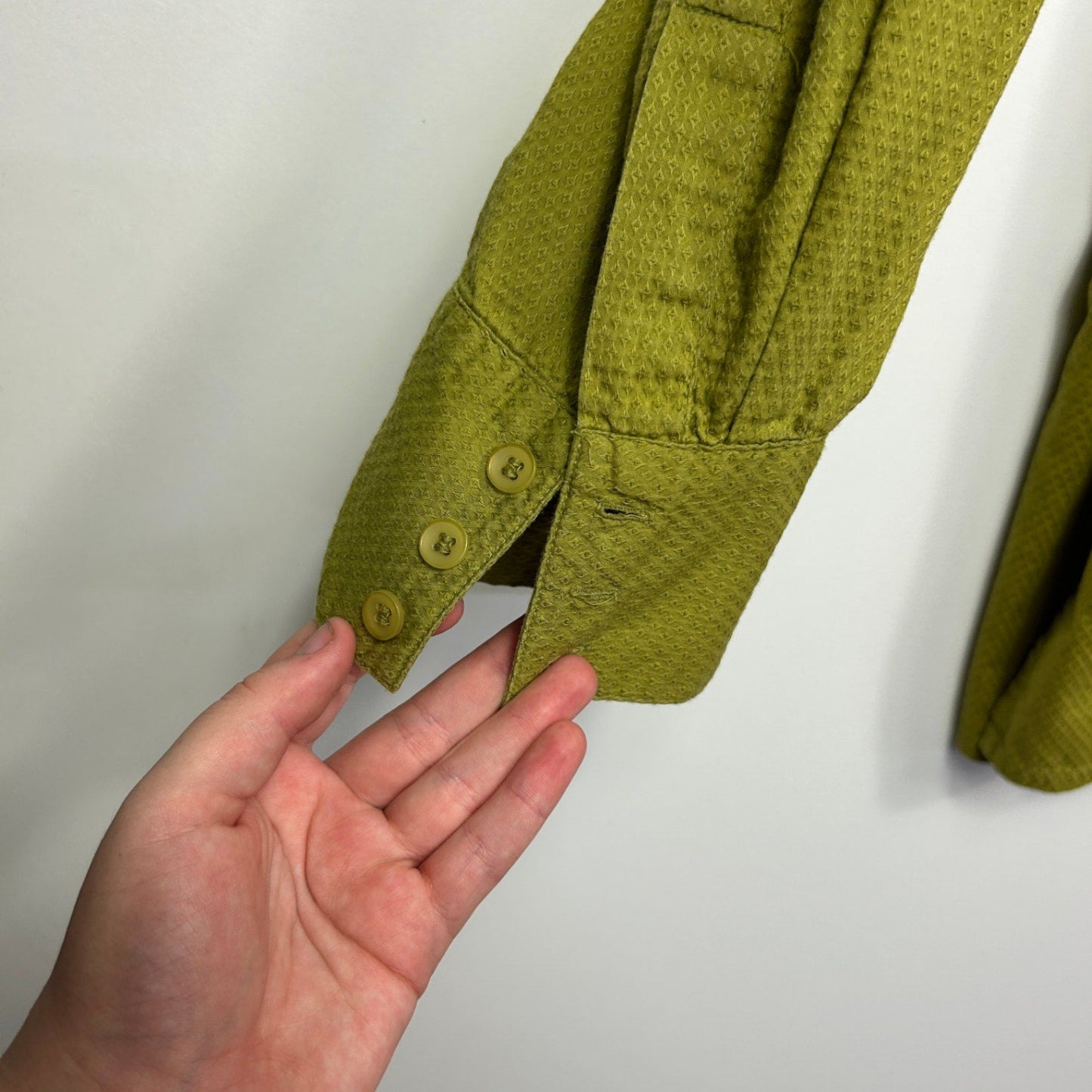 Maggie T Green Cotton Long Sleeve Cotton Button Up Shirt Blouse Size 14