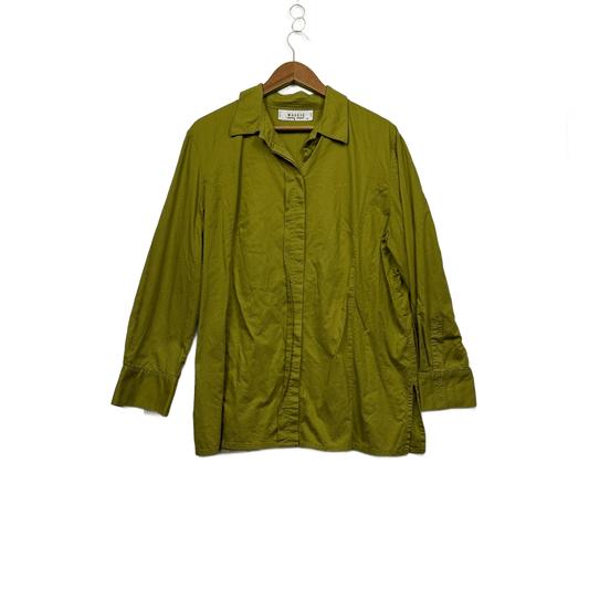 Maggie T Green Cotton Long Sleeve Cotton Button Up Shirt Blouse Size 14