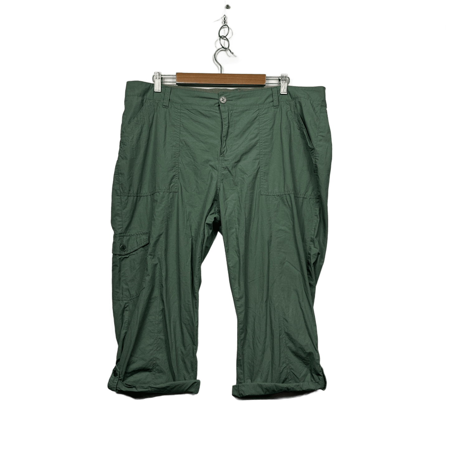 edited Green Cargo Cotton Cropped Trousers Size 18
