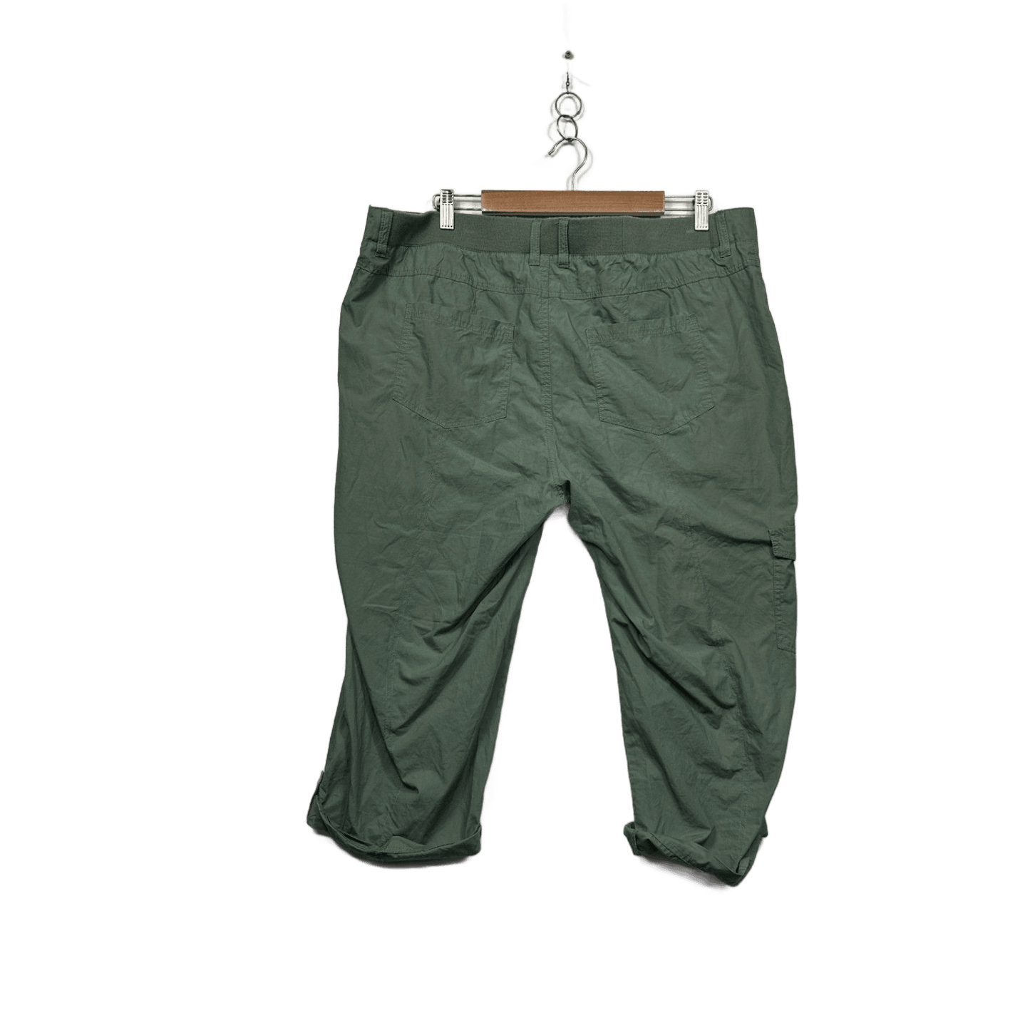 edited Green Cargo Cotton Cropped Trousers Size 18
