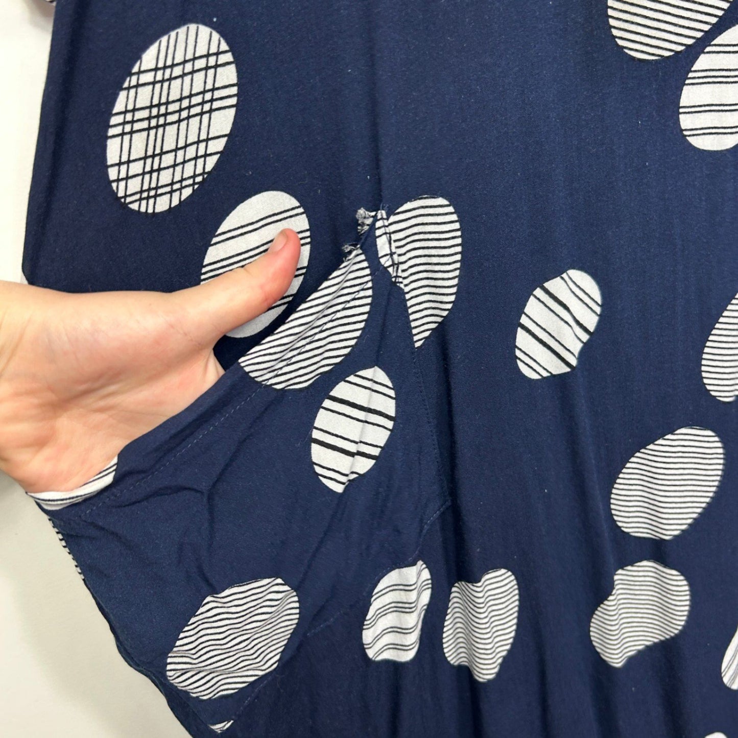 M Style Womens Navy Short Sleeve Round Neck Relaxed Shift Dress Size 14