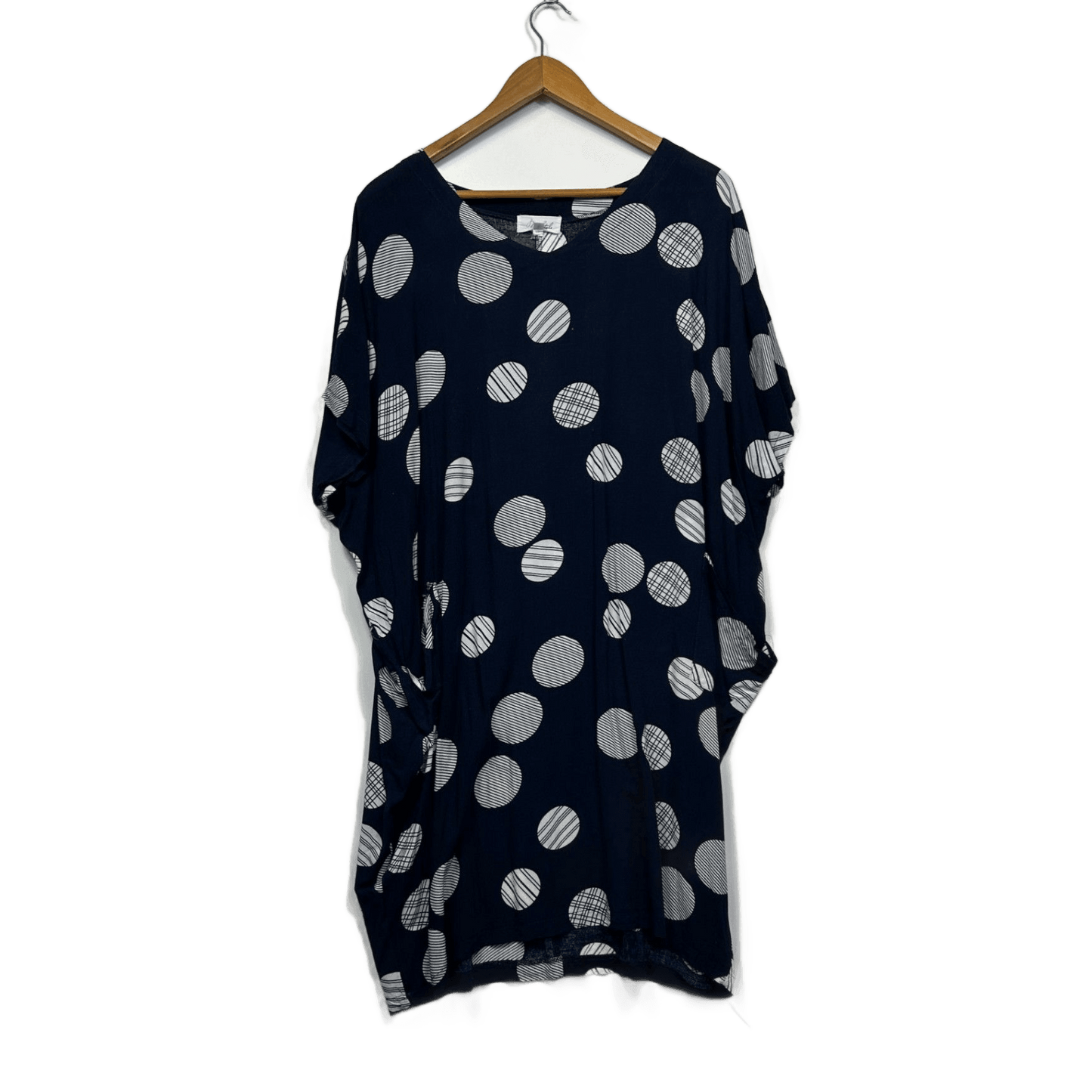 M Style Womens Navy Short Sleeve Round Neck Relaxed Shift Dress Size 14