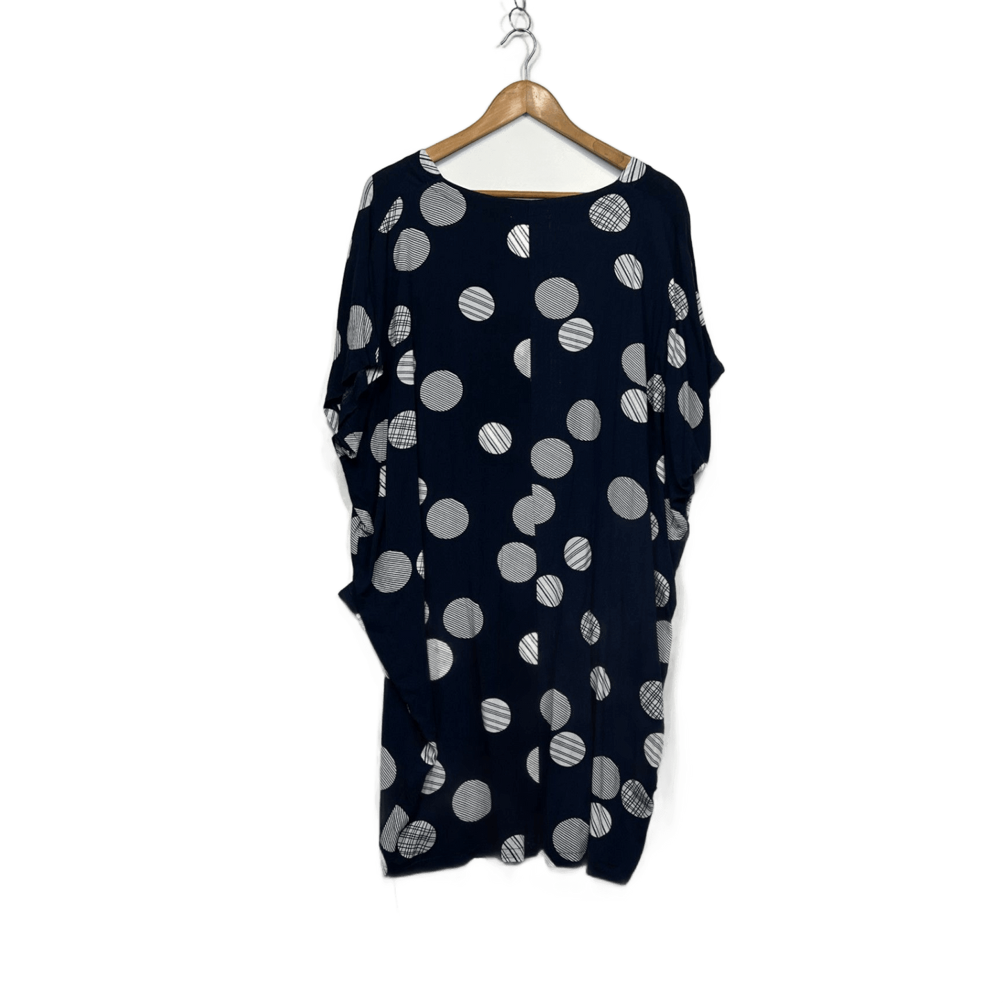 M Style Womens Navy Short Sleeve Round Neck Relaxed Shift Dress Size 14