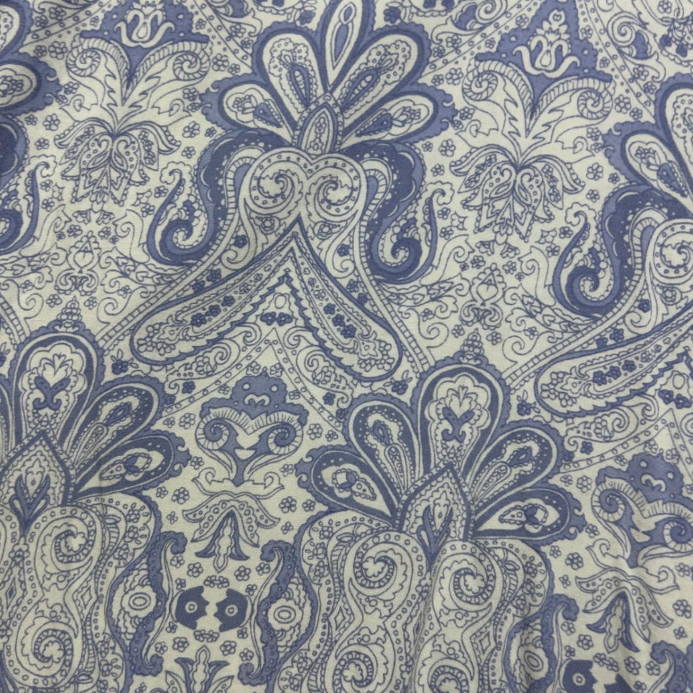 Rockmans Womens Blue Viscose 3/4 Bell Sleeve V-Neck Paisley Top Size 14