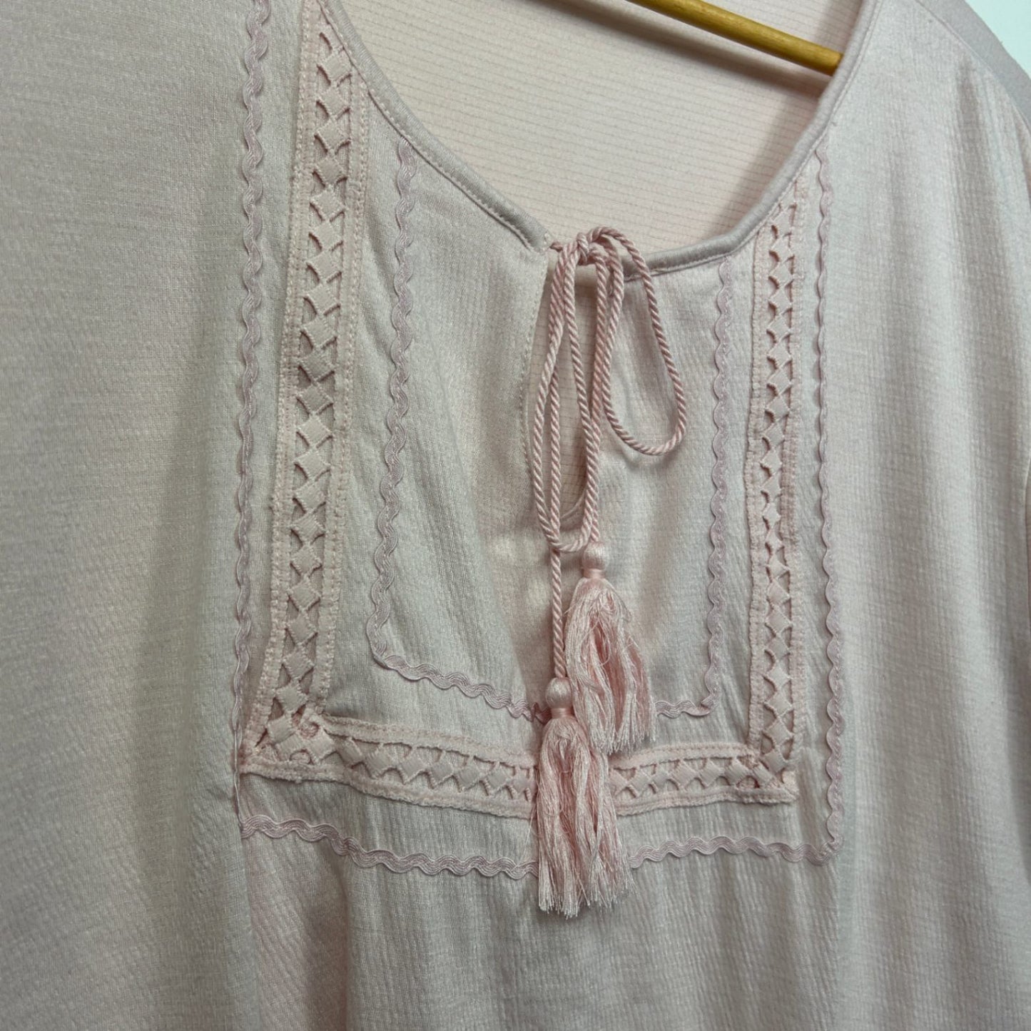 Katies Women's Blush Pink Flatter Sleeve Boho Tunic Top Size 2XL 16 18