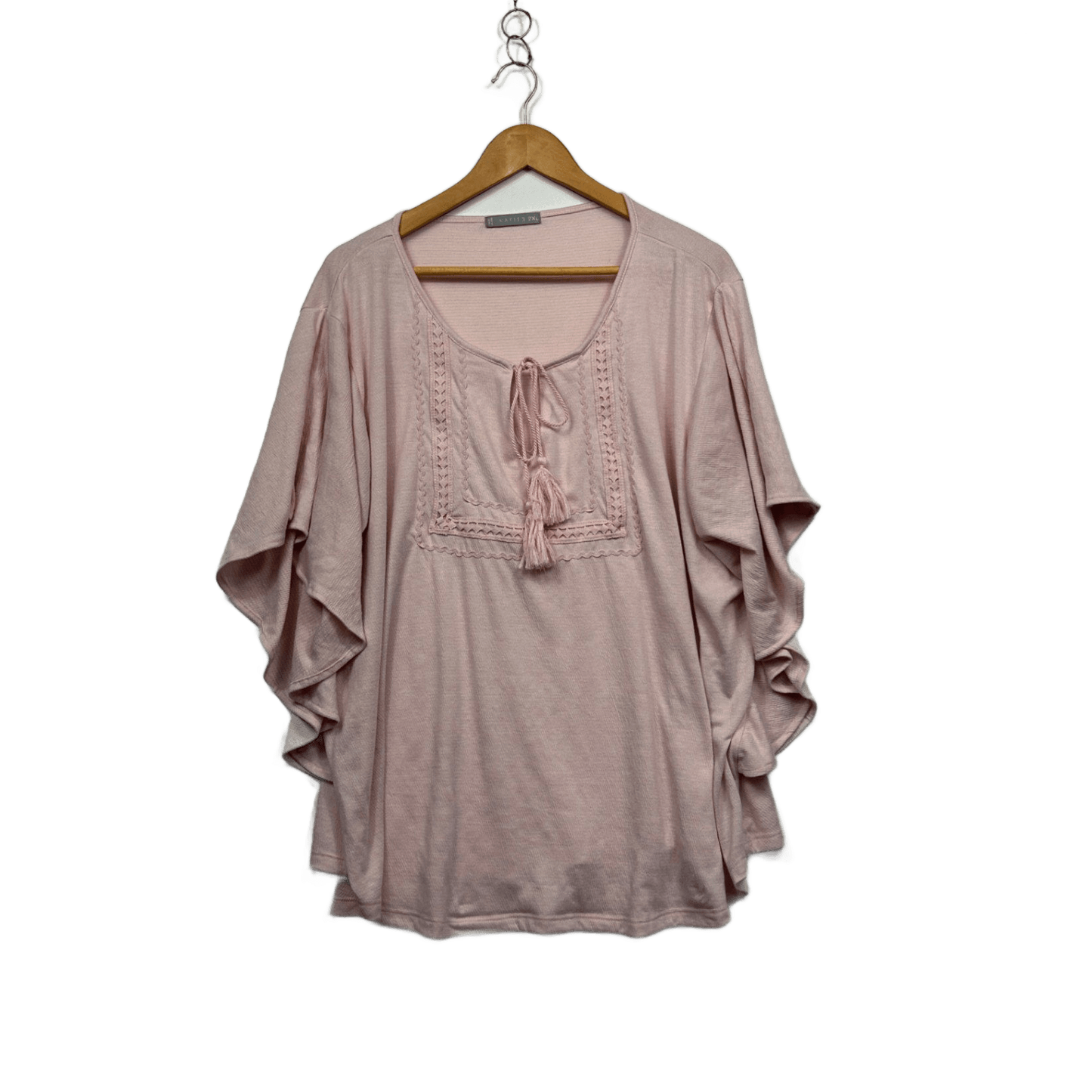 Katies Women's Blush Pink Flatter Sleeve Boho Tunic Top Size 2XL 16 18