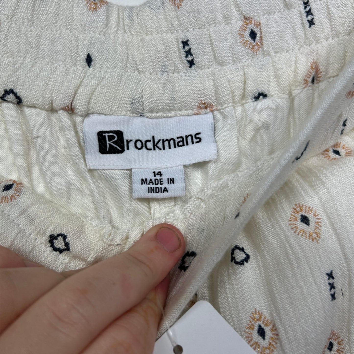 New Rockmans Cream Tribal Maxi Boho Skirt Size 14