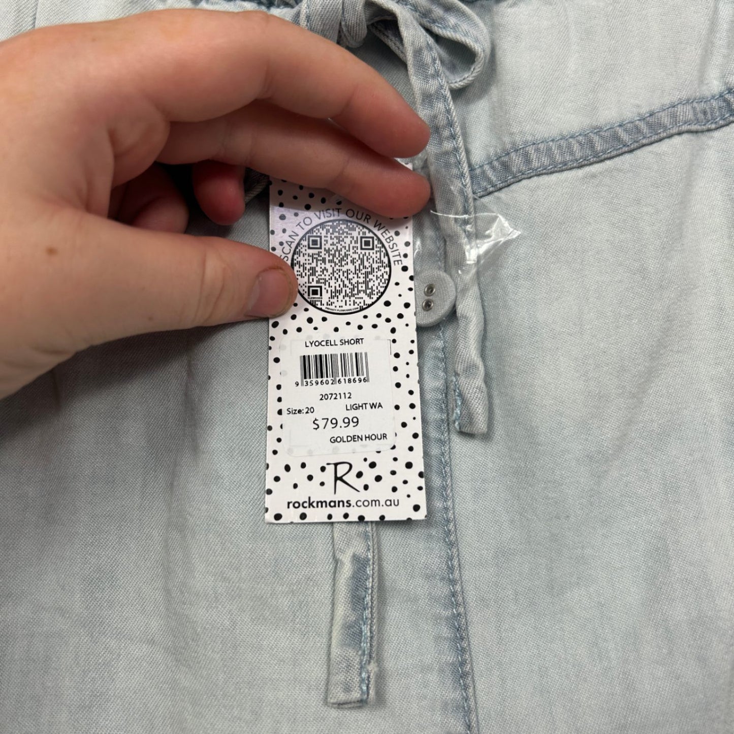 New Rockmans Chambray Lyocell Light Blue Casual Shorts Size 20