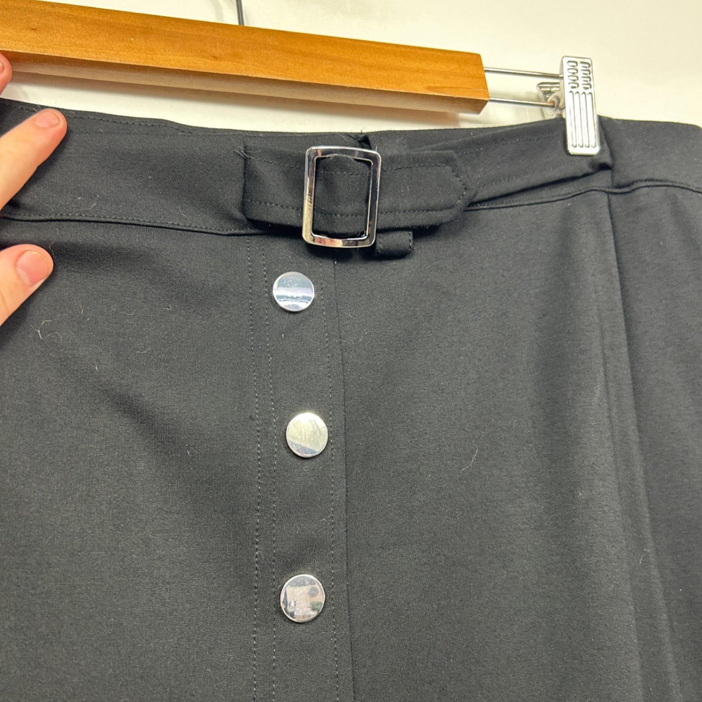 New Rockmans Button Ponte Black Pencil Skirt Size 20