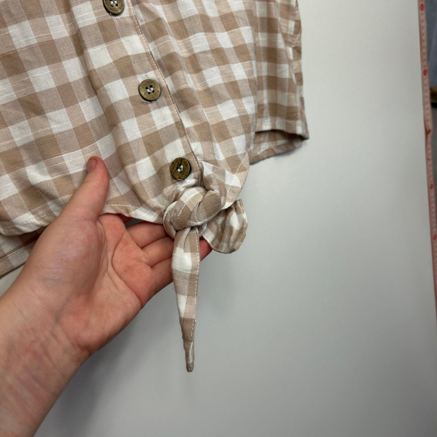 Anko Cropped Cotton Blend Sleeveless Gingham Check Top Size 18