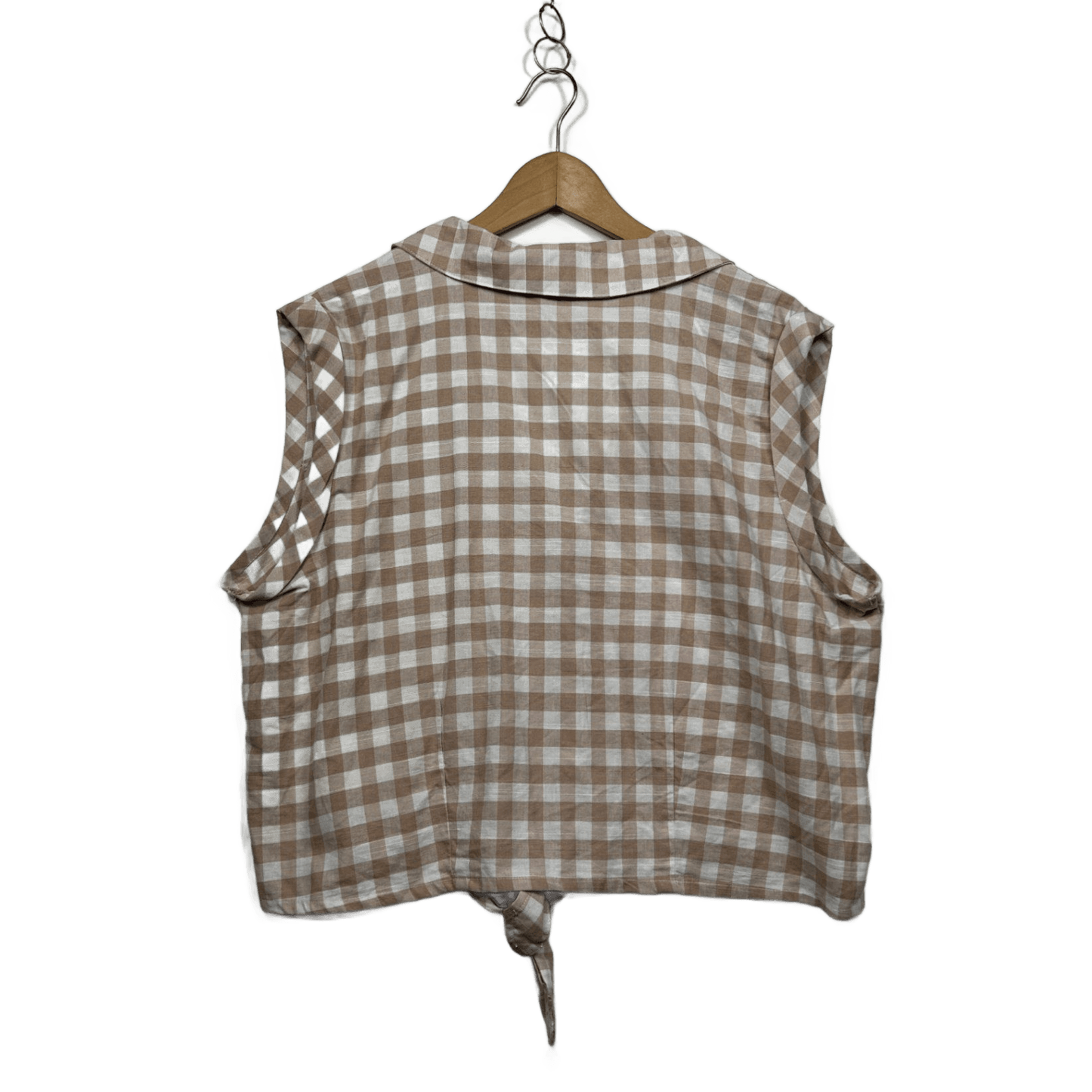 Anko Cropped Cotton Blend Sleeveless Gingham Check Top Size 18