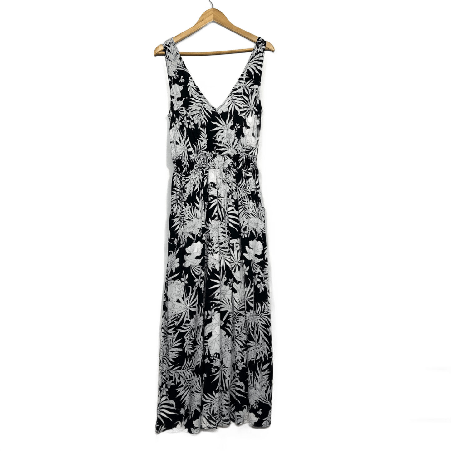 Target Black White V Neck Sleeveless Floral Maxi Dress Size 16
