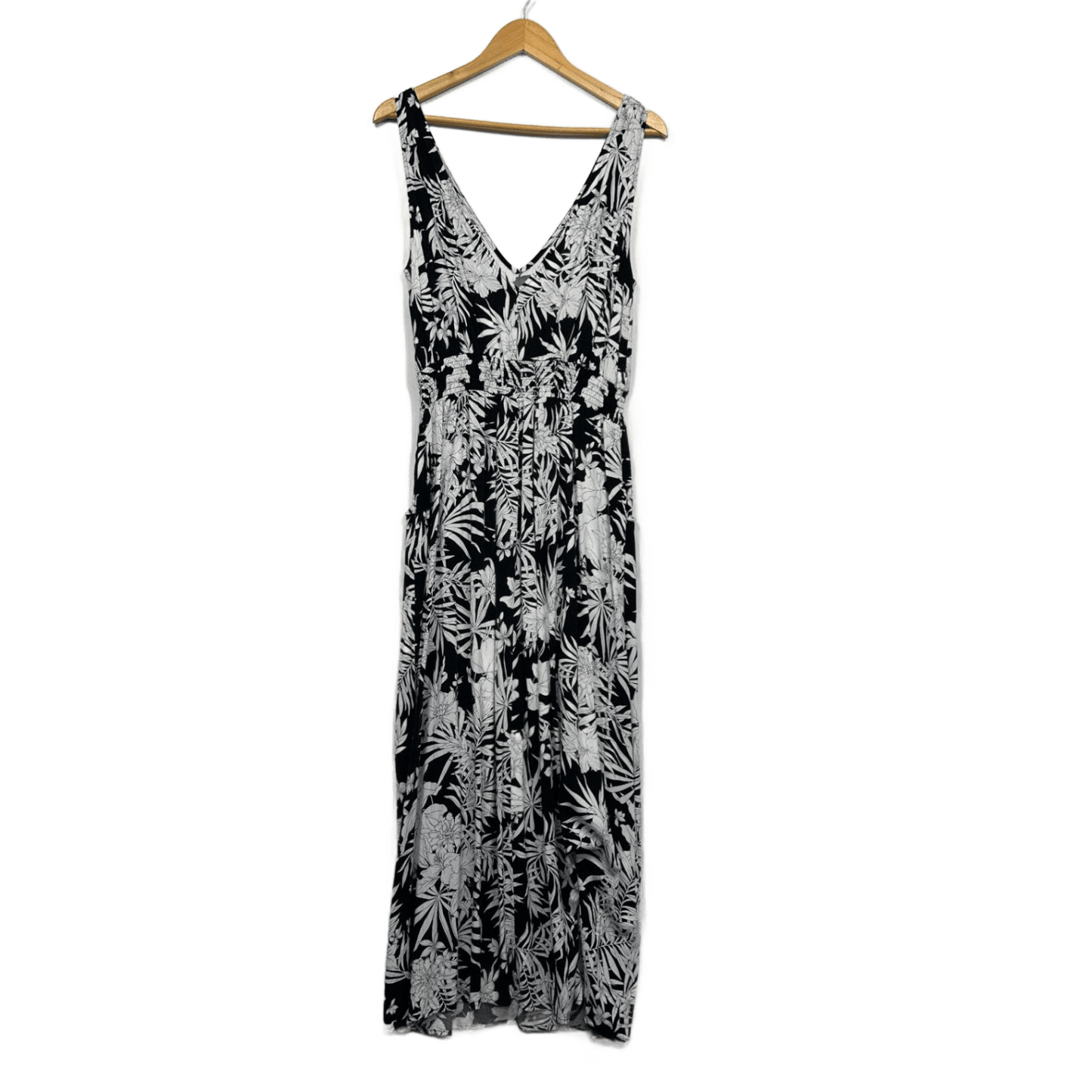 Target Black White V Neck Sleeveless Floral Maxi Dress Size 16