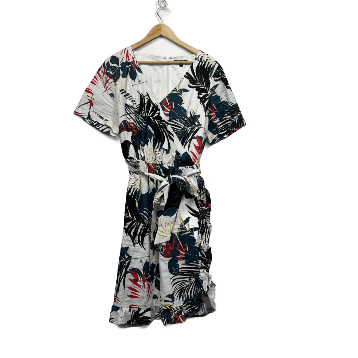 Basque Multicoloured Floral Wrap Dress Size 16