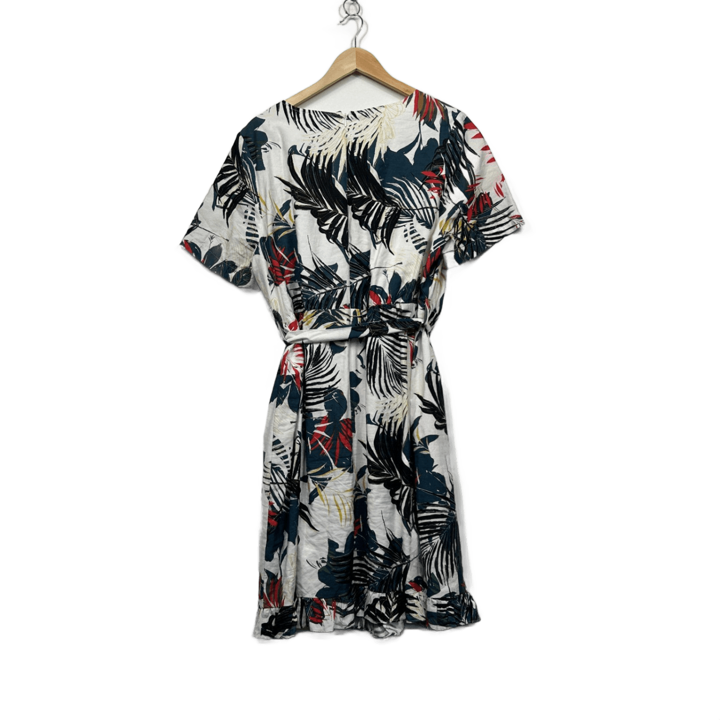 Basque Multicoloured Floral Wrap Dress Size 16