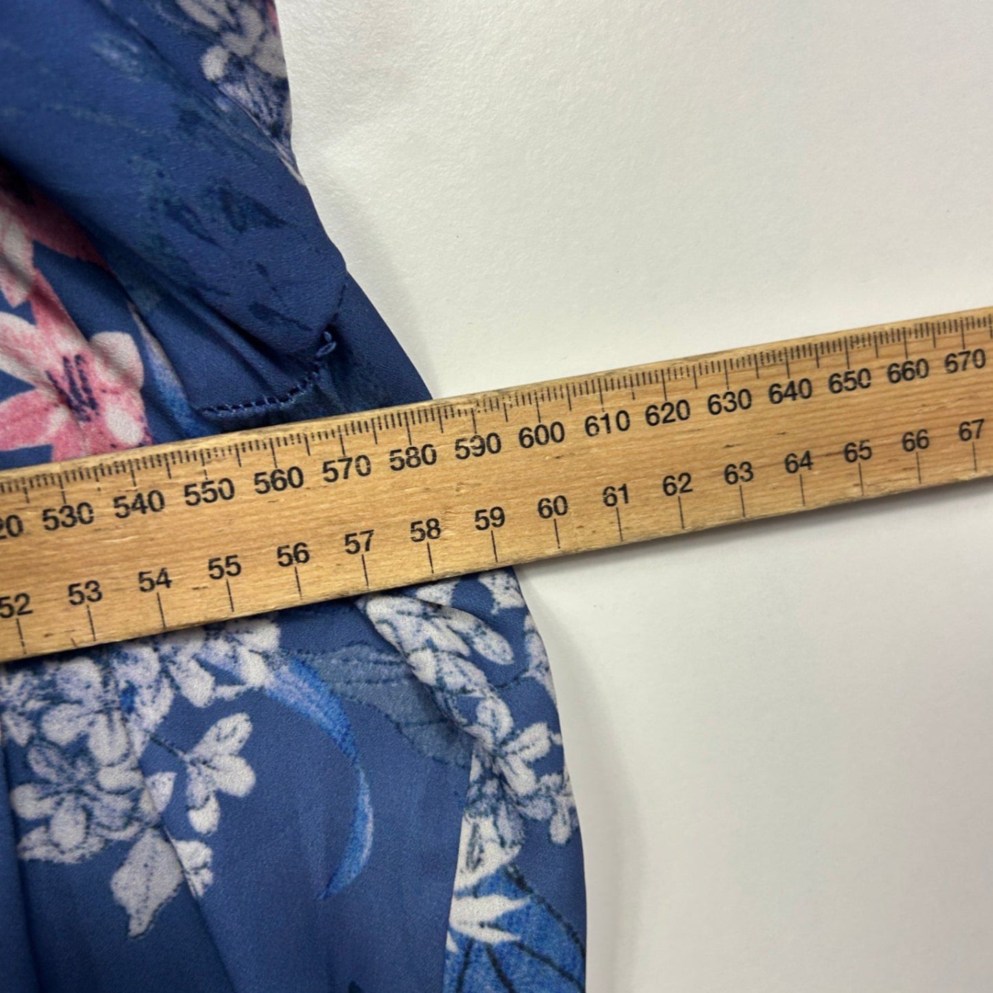 Capture Blue Long Sleeve V-Neck Floral Blouse Top Size 20