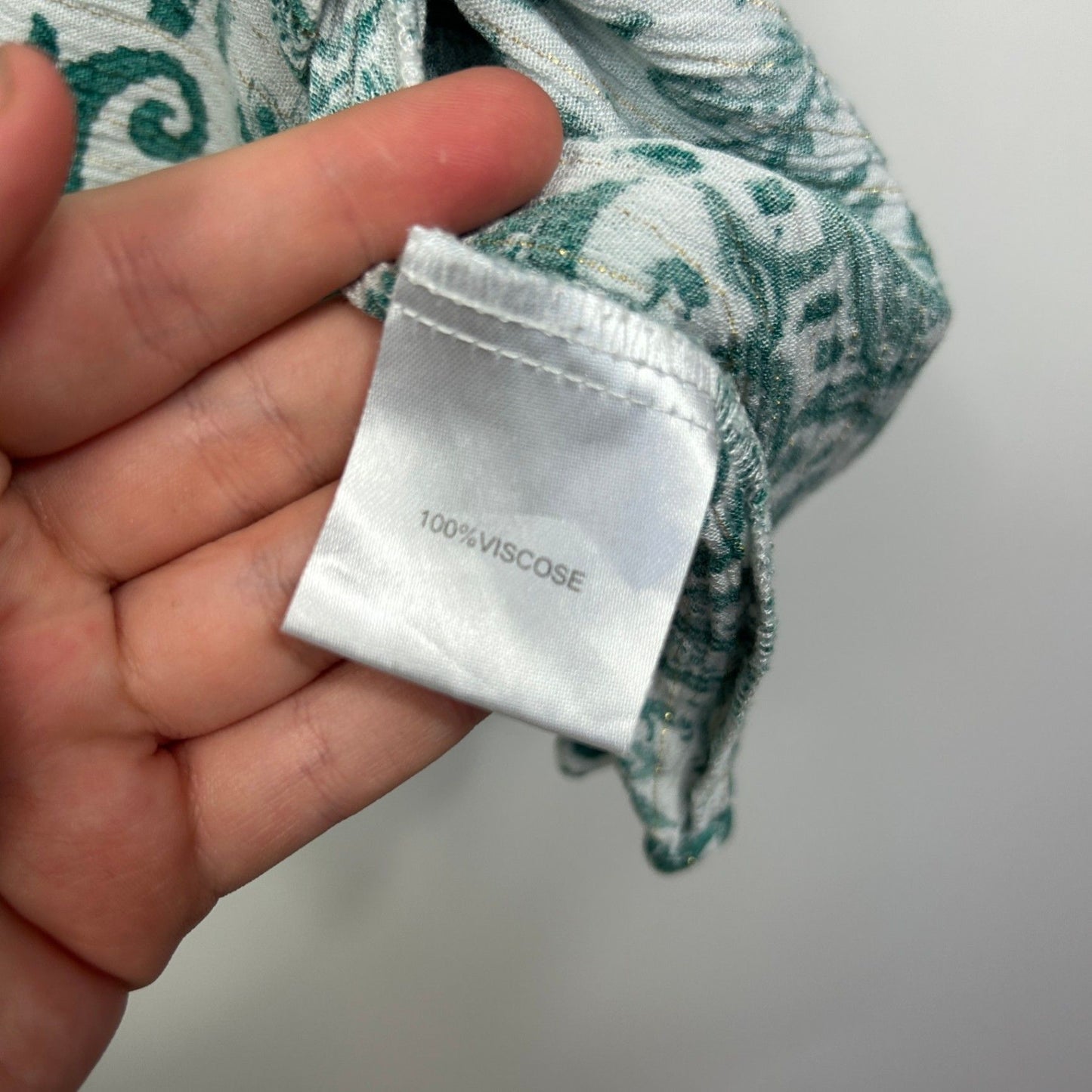 Autograph Women's Green White 3/4 Sleeve Paisley Print Blouse Top Size 18