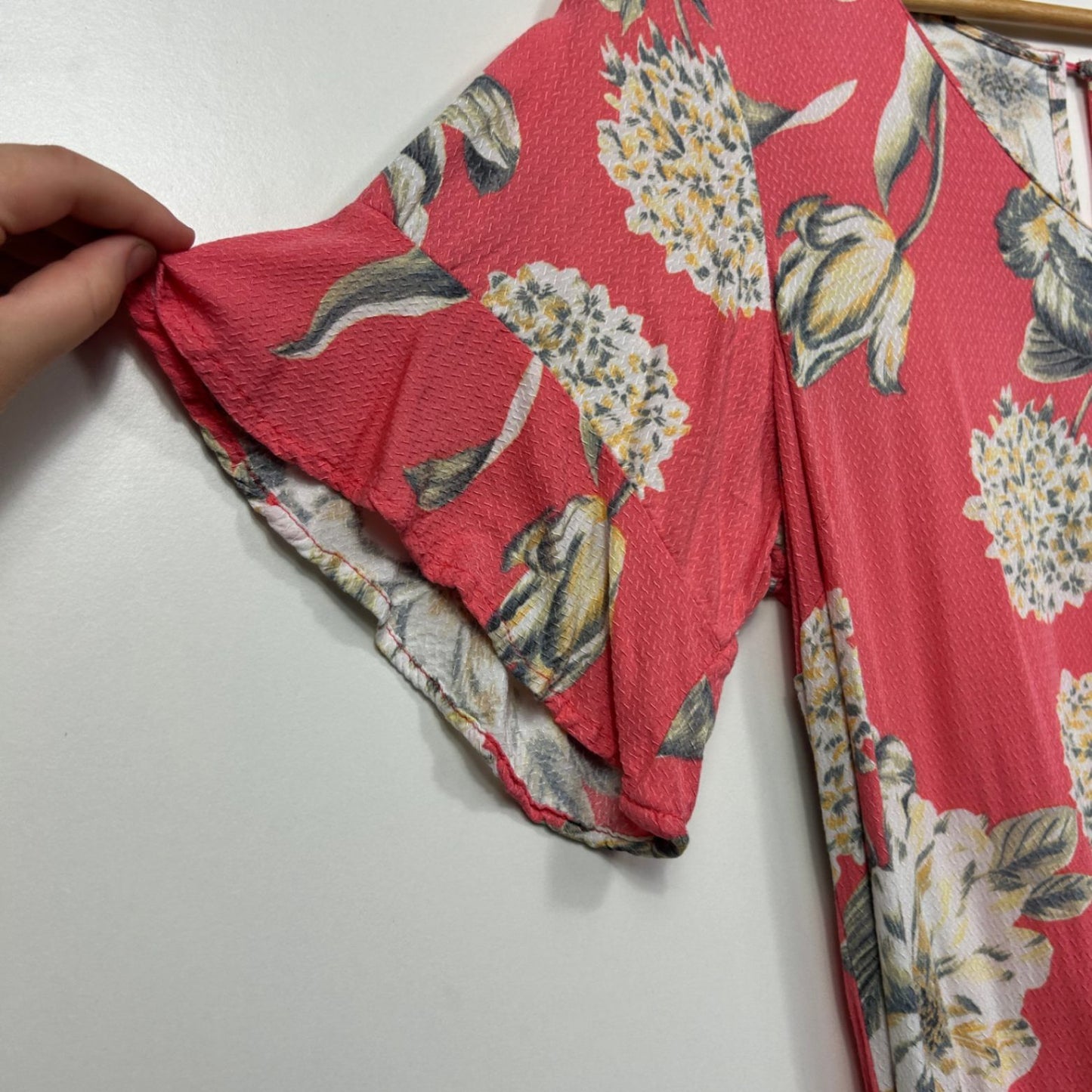 Katies Coral  Viscose Short Sleeve Knee Length Floral Dress Size 14