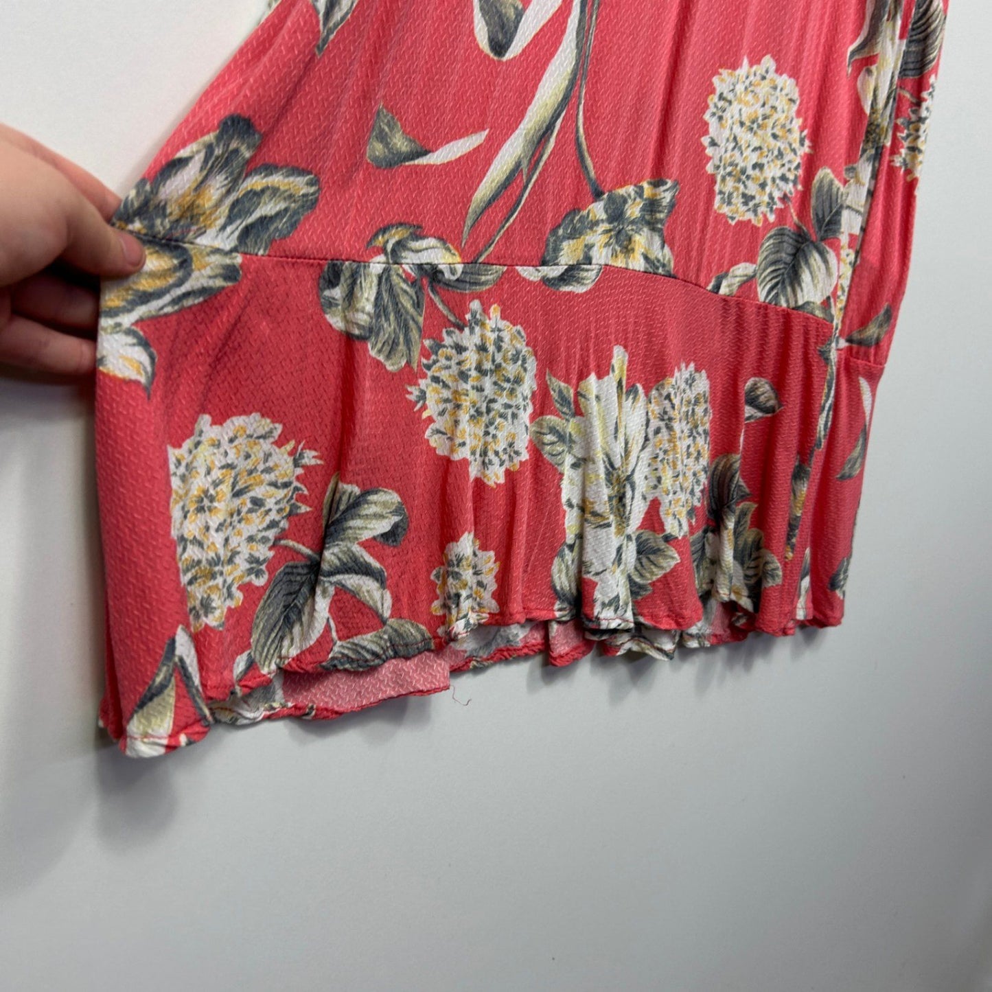 Katies Coral  Viscose Short Sleeve Knee Length Floral Dress Size 14