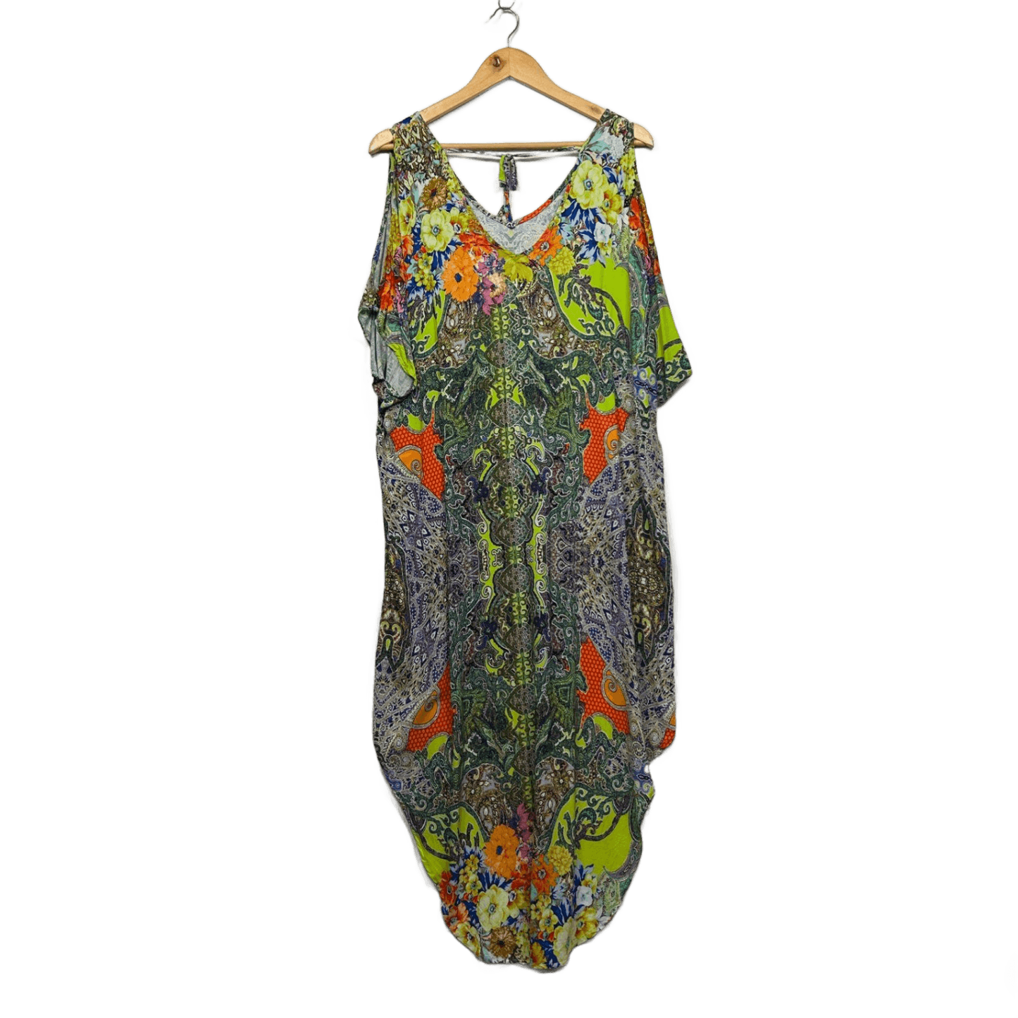 Boho Australia Multicoloured Maxi Kaftan Bohemian Dress Size 12 14
