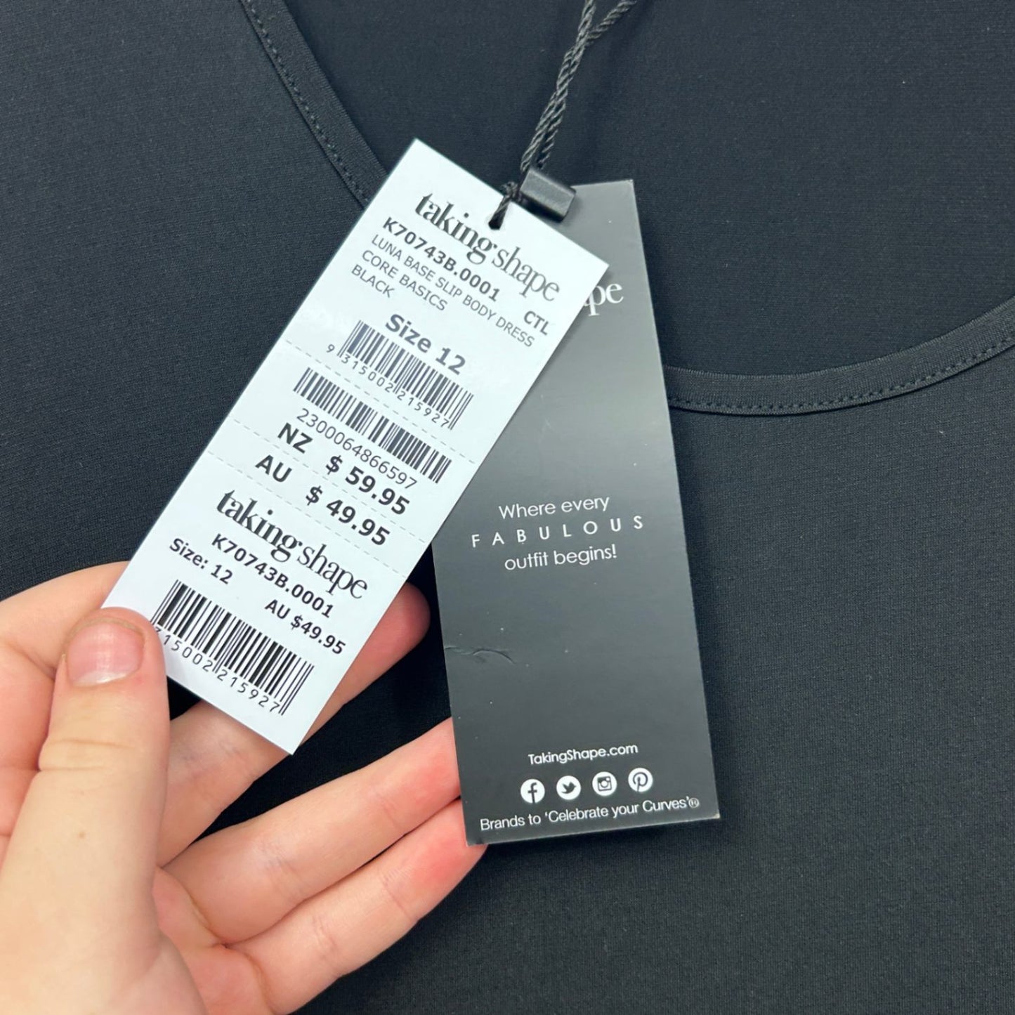 Taking Shape  Black Sleeveless Core Slip Dress Size 12 Layer