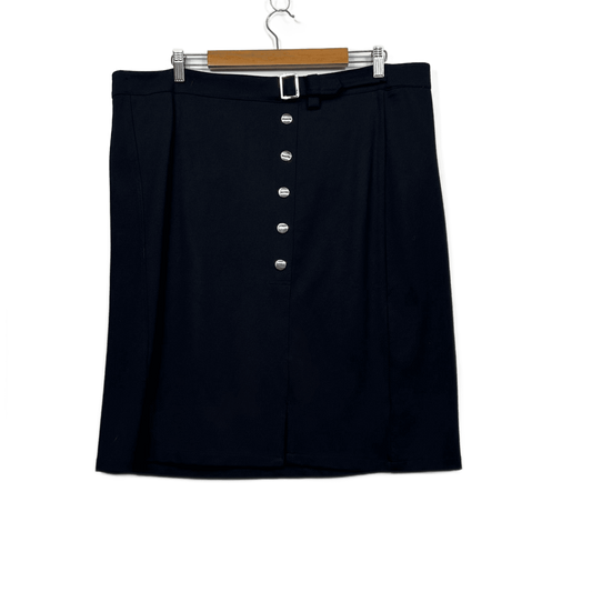 New Rockmans Button Ponte Black Pencil Skirt Size 20