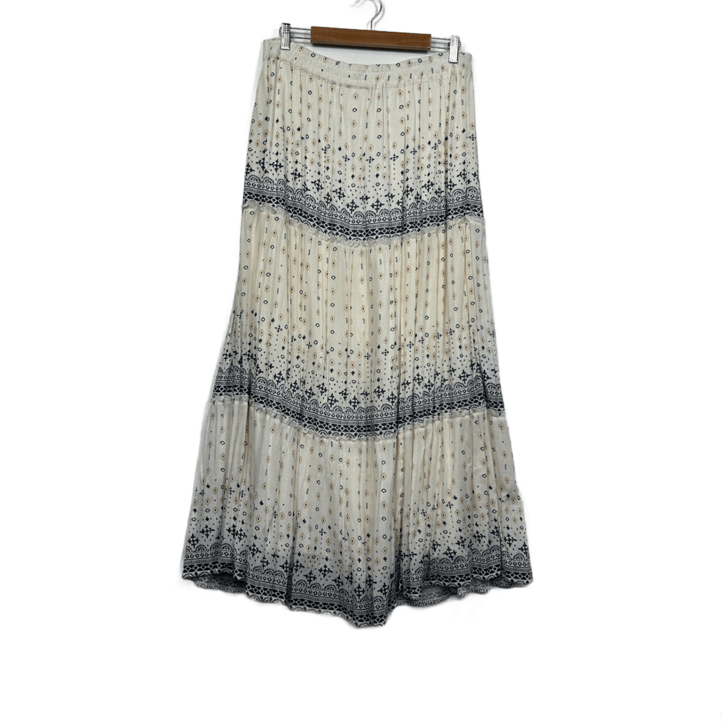 New Rockmans Cream Tribal Maxi Boho Skirt Size 14